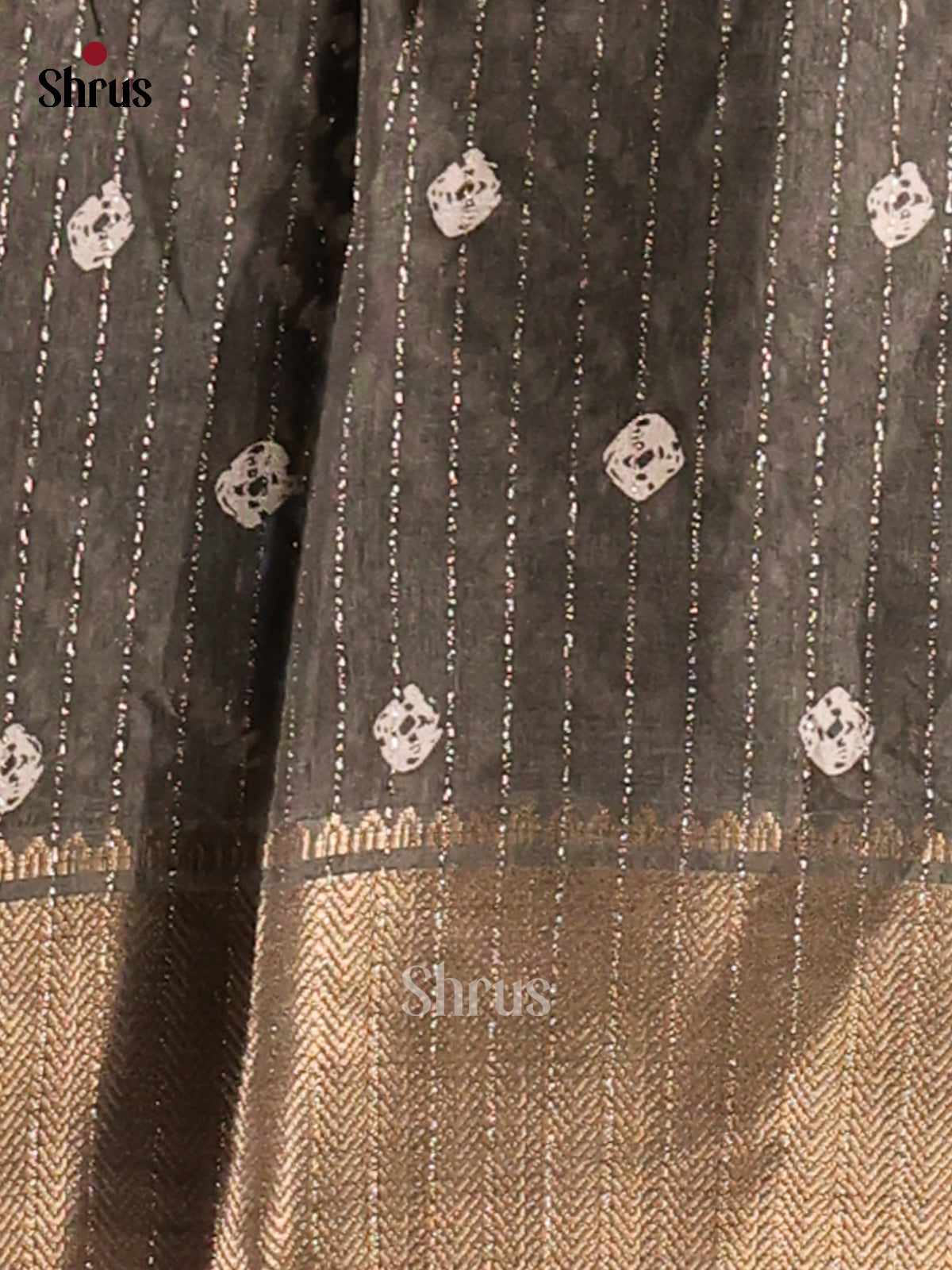 Elephant Grey - Semi Crepe Saree - Shop on Shrus.com