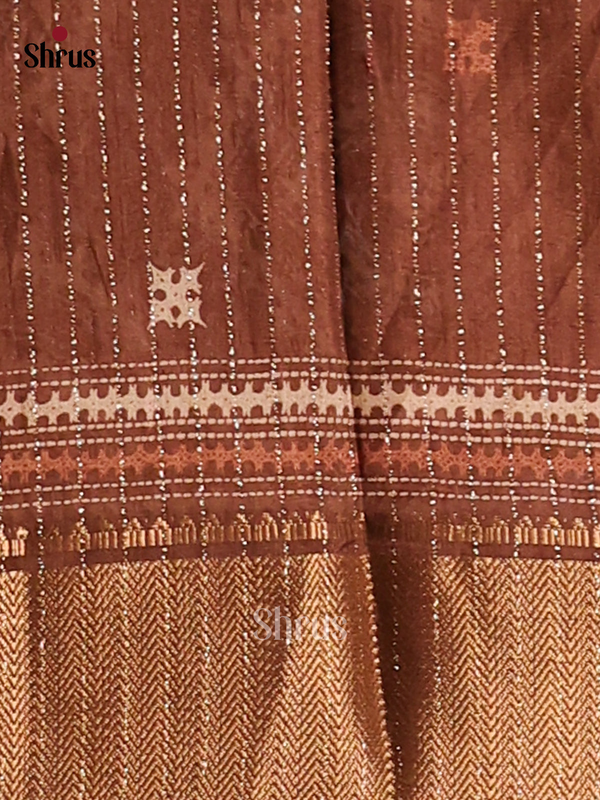 Brown - Semi Crepe Saree - Shop on Shrus.com