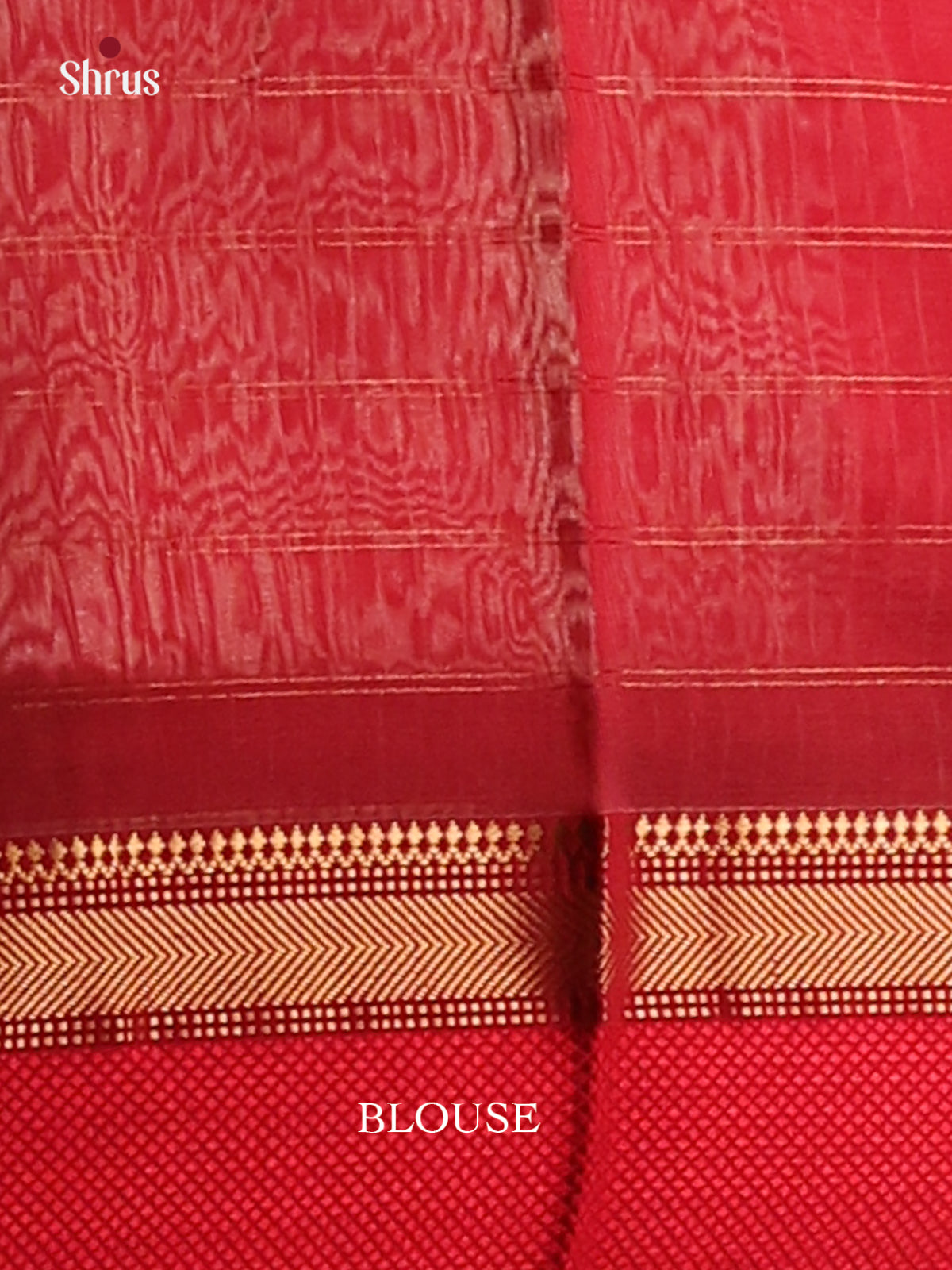 Cream with Red - Maheshwari silkcotton Saree - Shop on Shrus.com