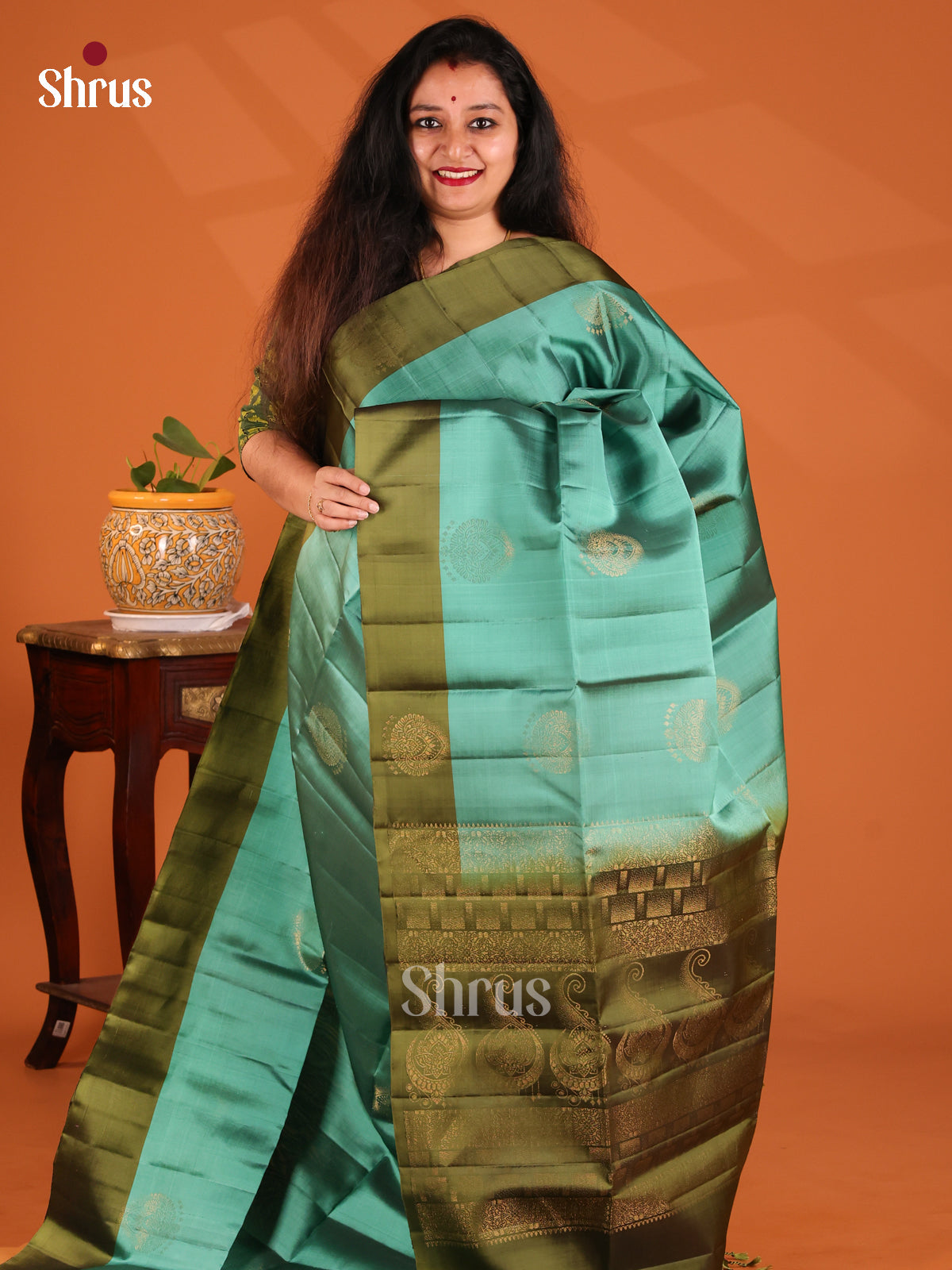 Pastel green Softsilk-halfpure Saree with zari woven motifs , brocade pallu - Shop on Shrus.com