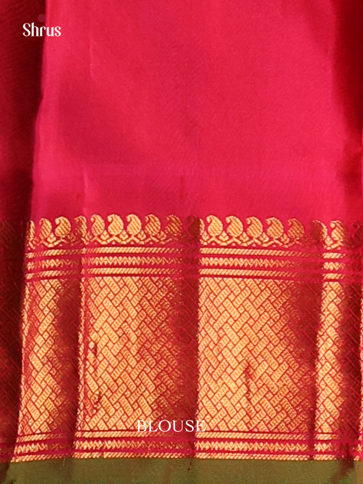 Classic Green Gadwal silk Saree with gold zari buttas & pink zari border-1