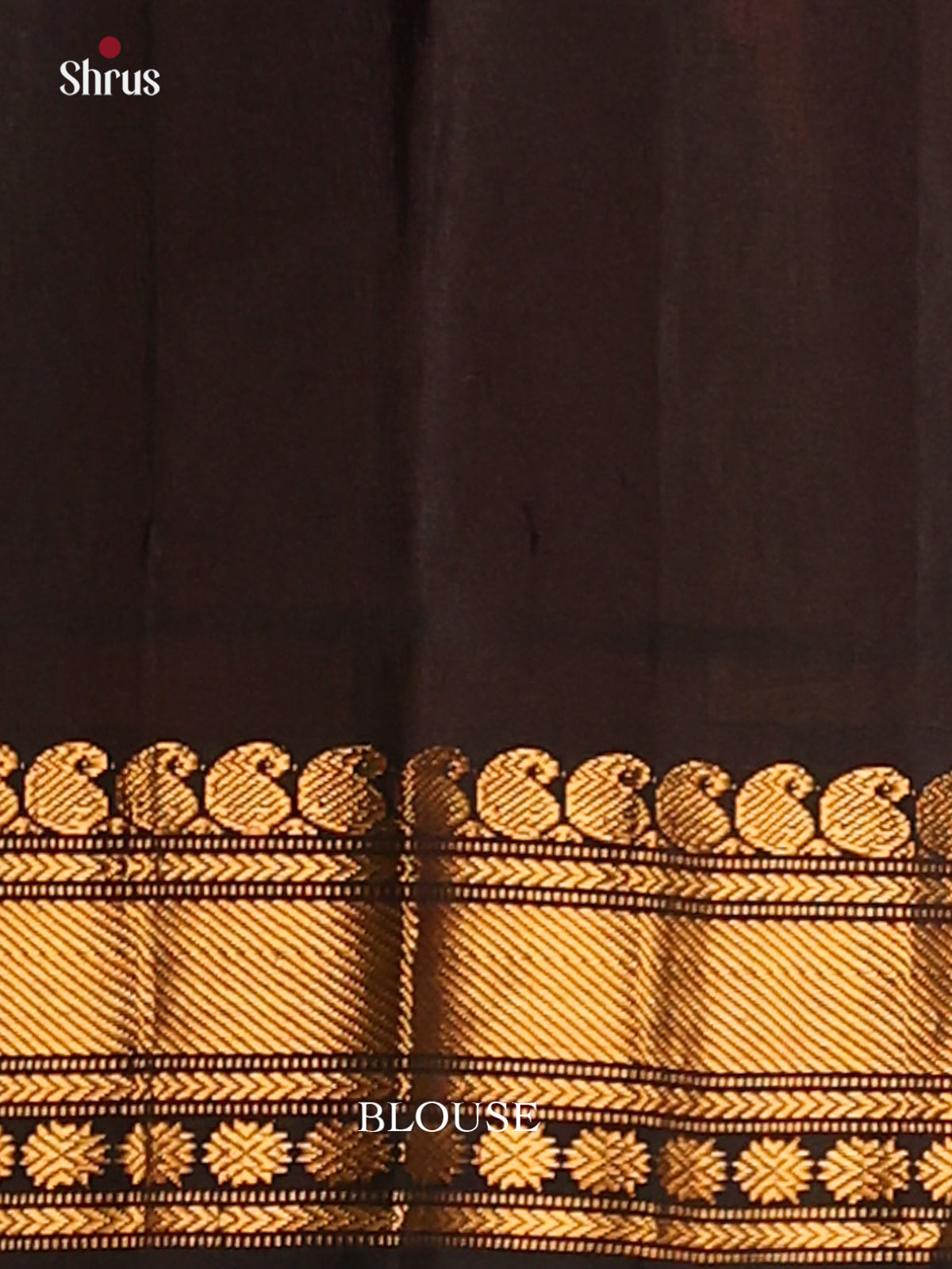 Radiant Orange Gadwal silk Saree with zari buttas & contrast black brocade pallu-1