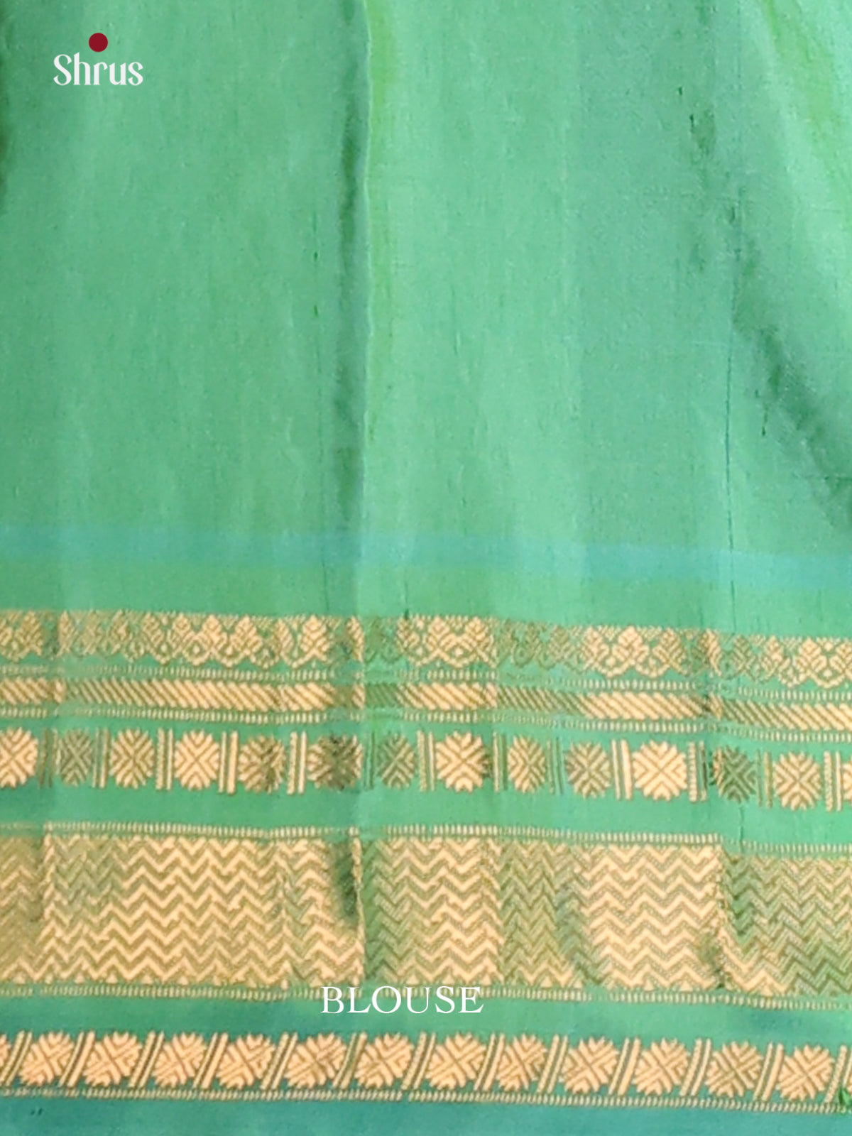 Vibrant Blue Gadwal silk Saree with gold zari buttas & green brocade pallu-1