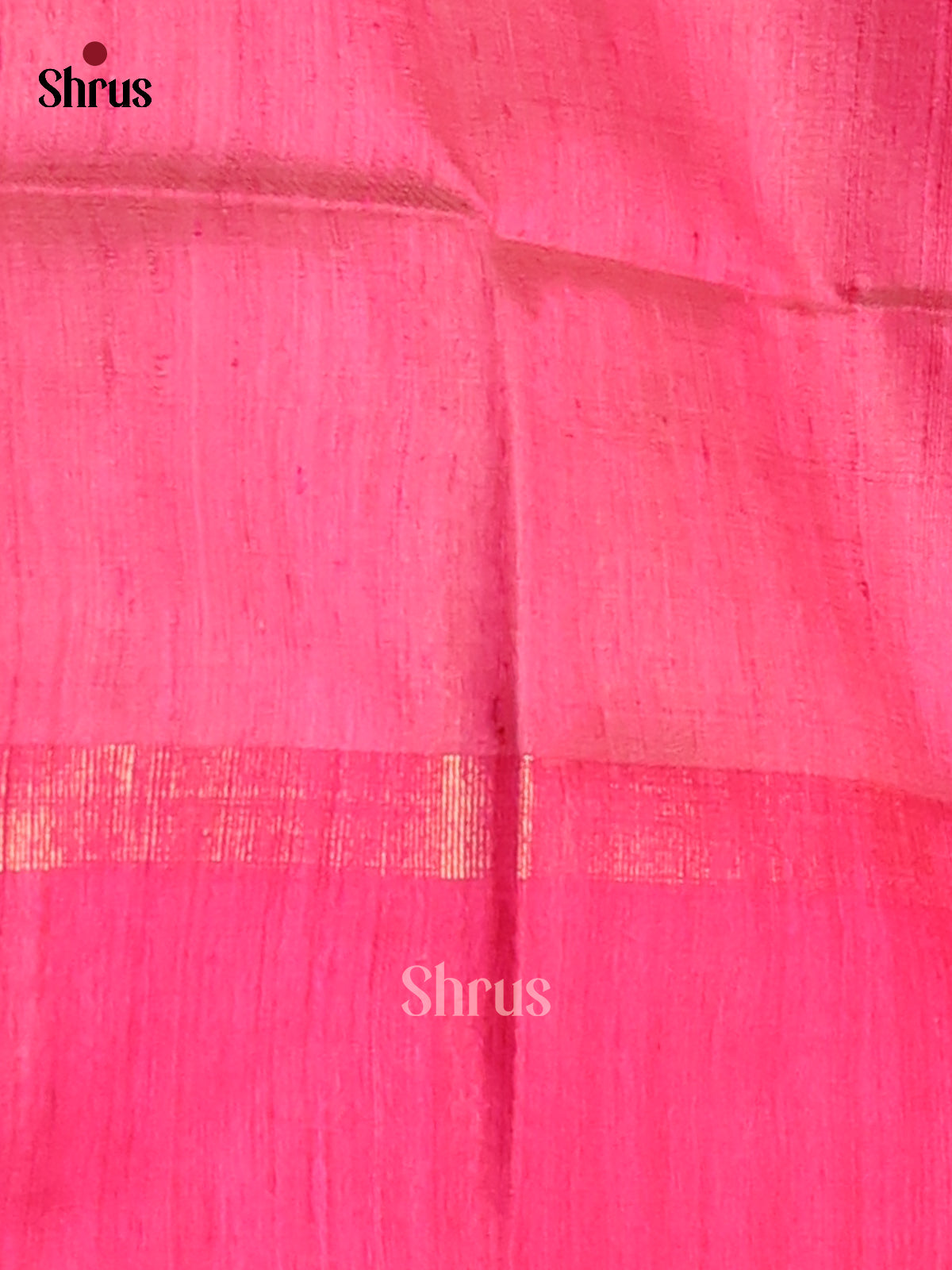 Charming Cream Raw Silk Saree with thread woven buttas , contrast Pink zari woven Pallu - Shop on Shrus.com