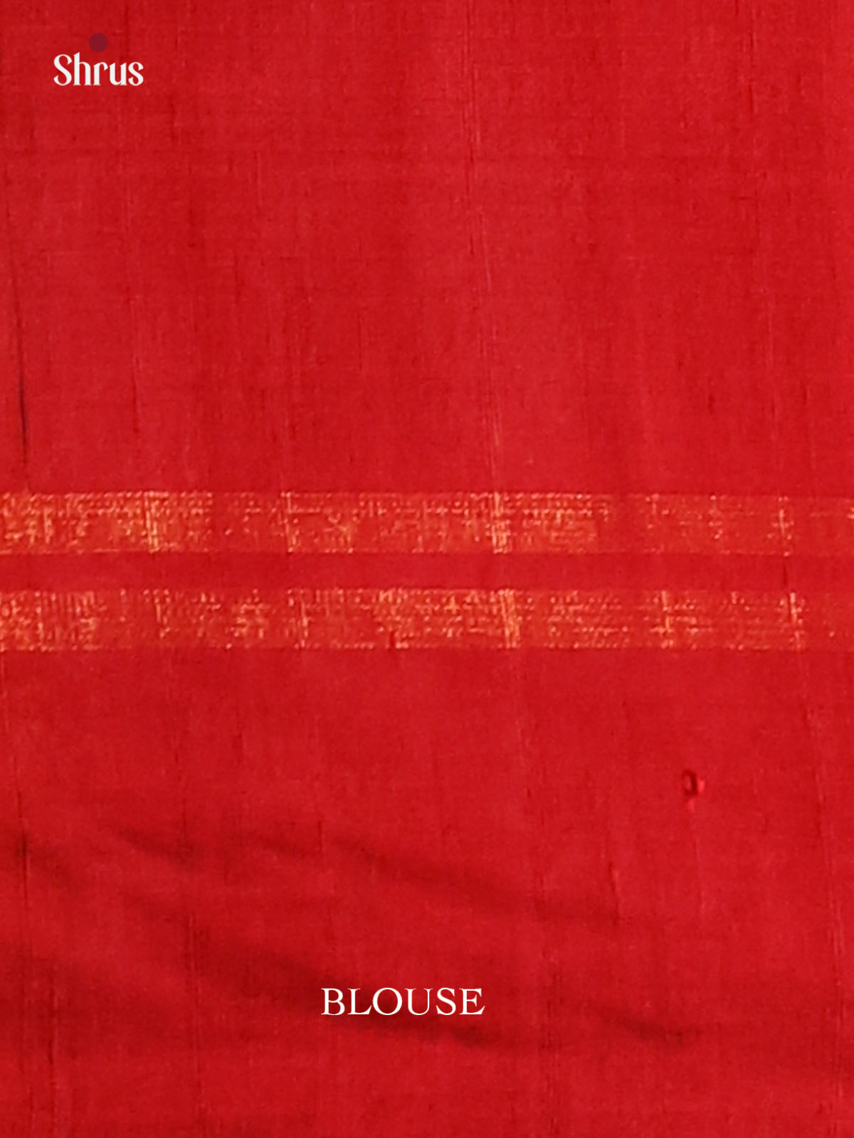 Bright Red Raw Silk Saree with gold zari buttas , self brocade pallu - Shop on Shrus.com