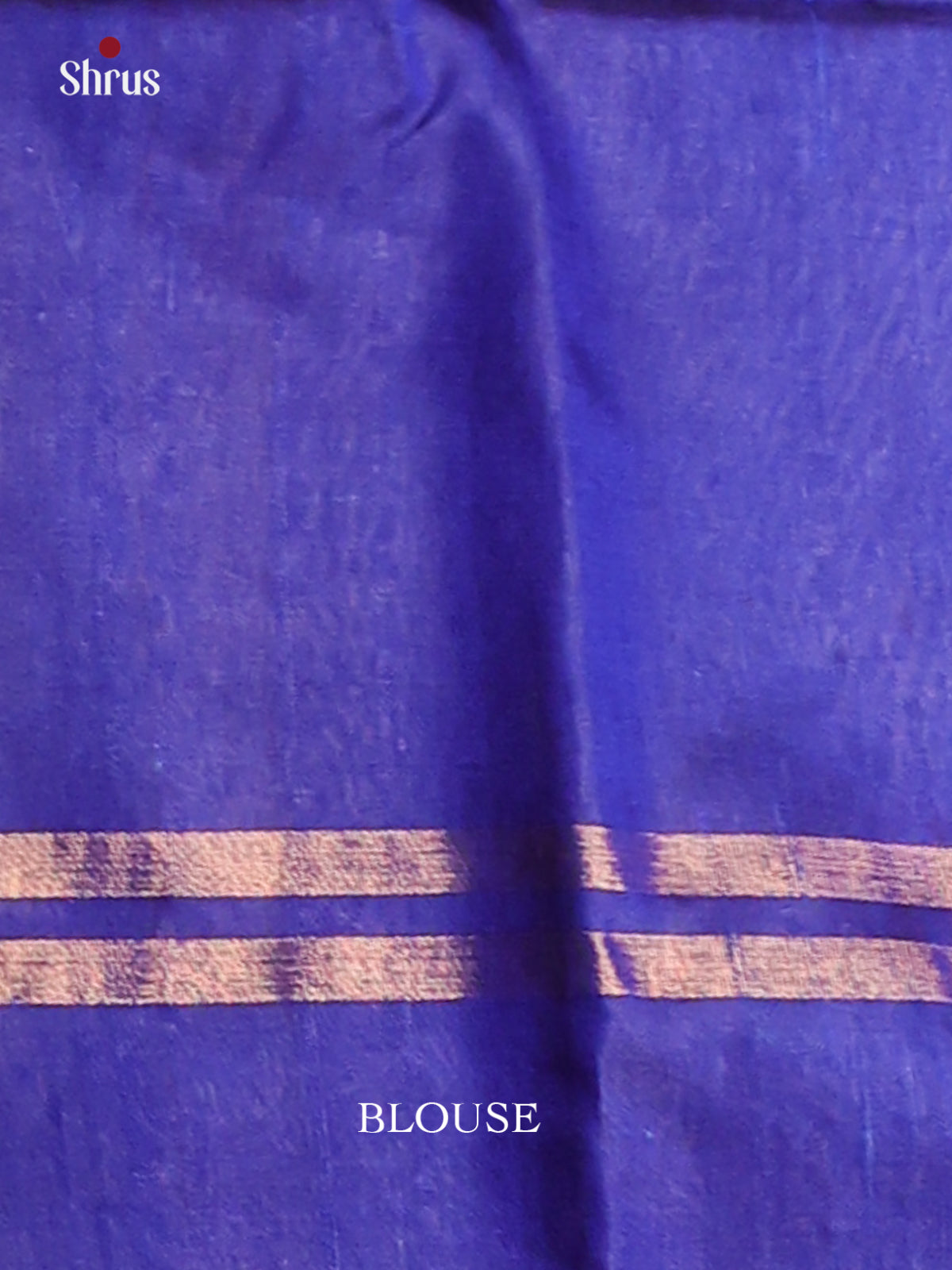 Vibrant blue Raw Silk Saree dazzles with gold zari buttas , self brocade pallu - Shop on Shrus.com