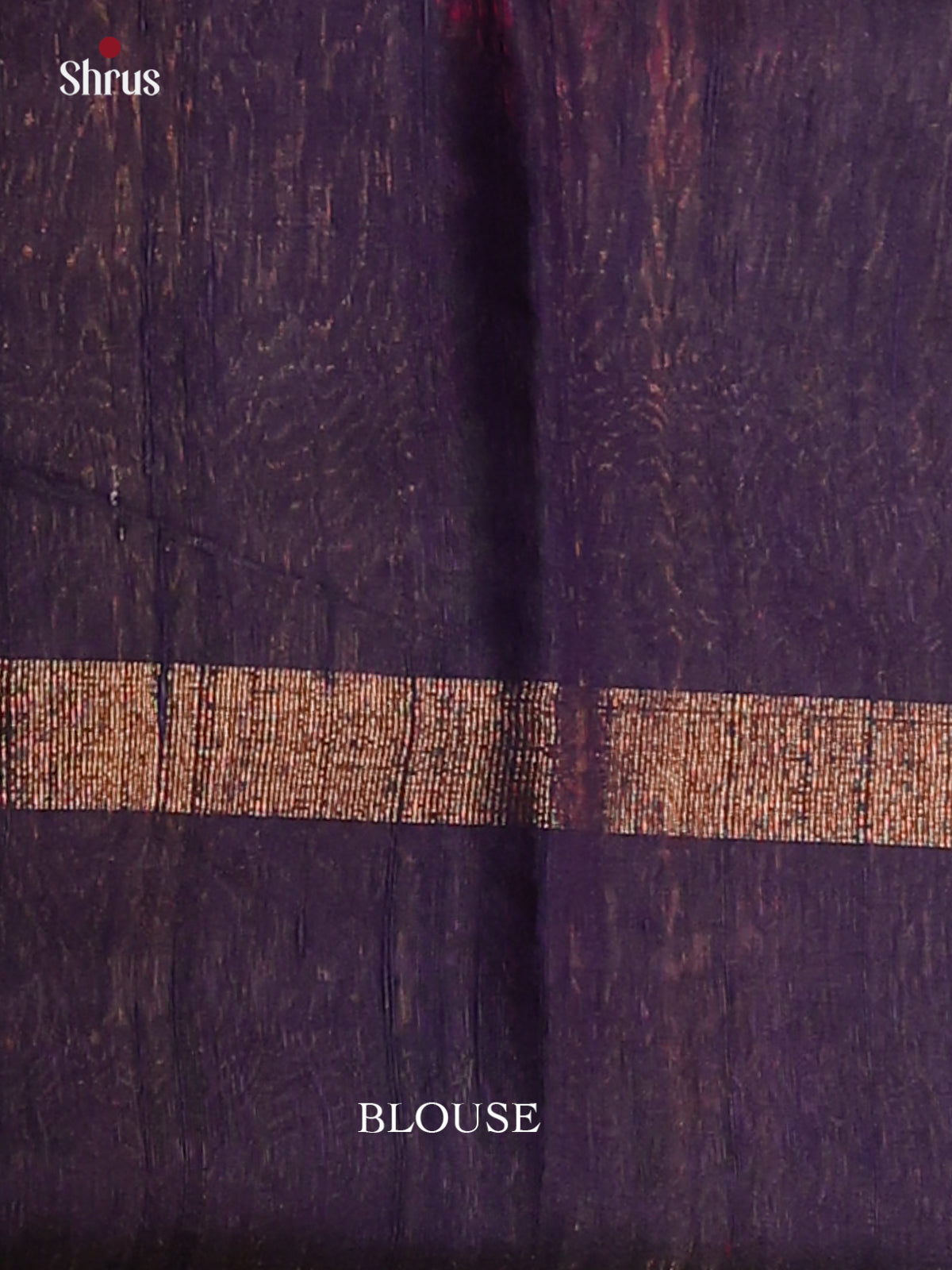 Red & Blue Raw Silk Saree with plain body & Cotrast Brown brocade pallu -1