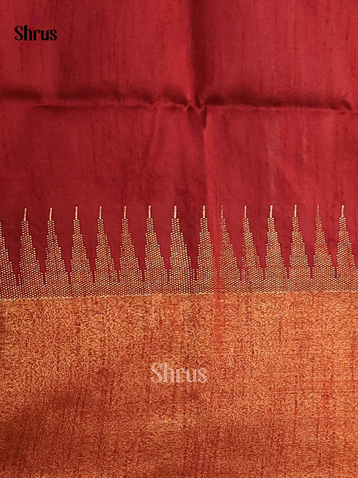 Mustard with Maroon - semi raw silk - Shop on Shrus.com