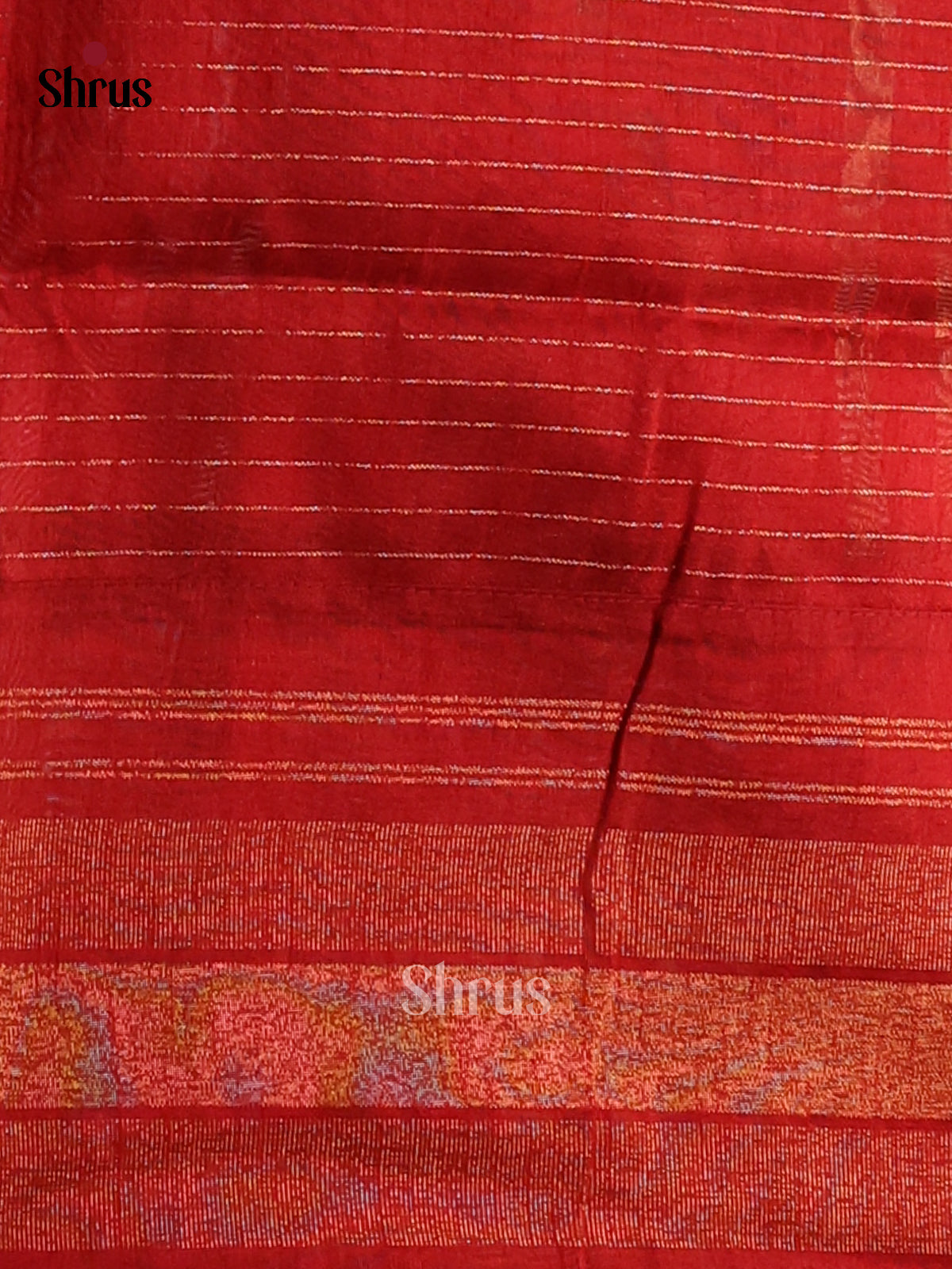 Green & Red - Semi Rawsilk saree - Shop on Shrus.com