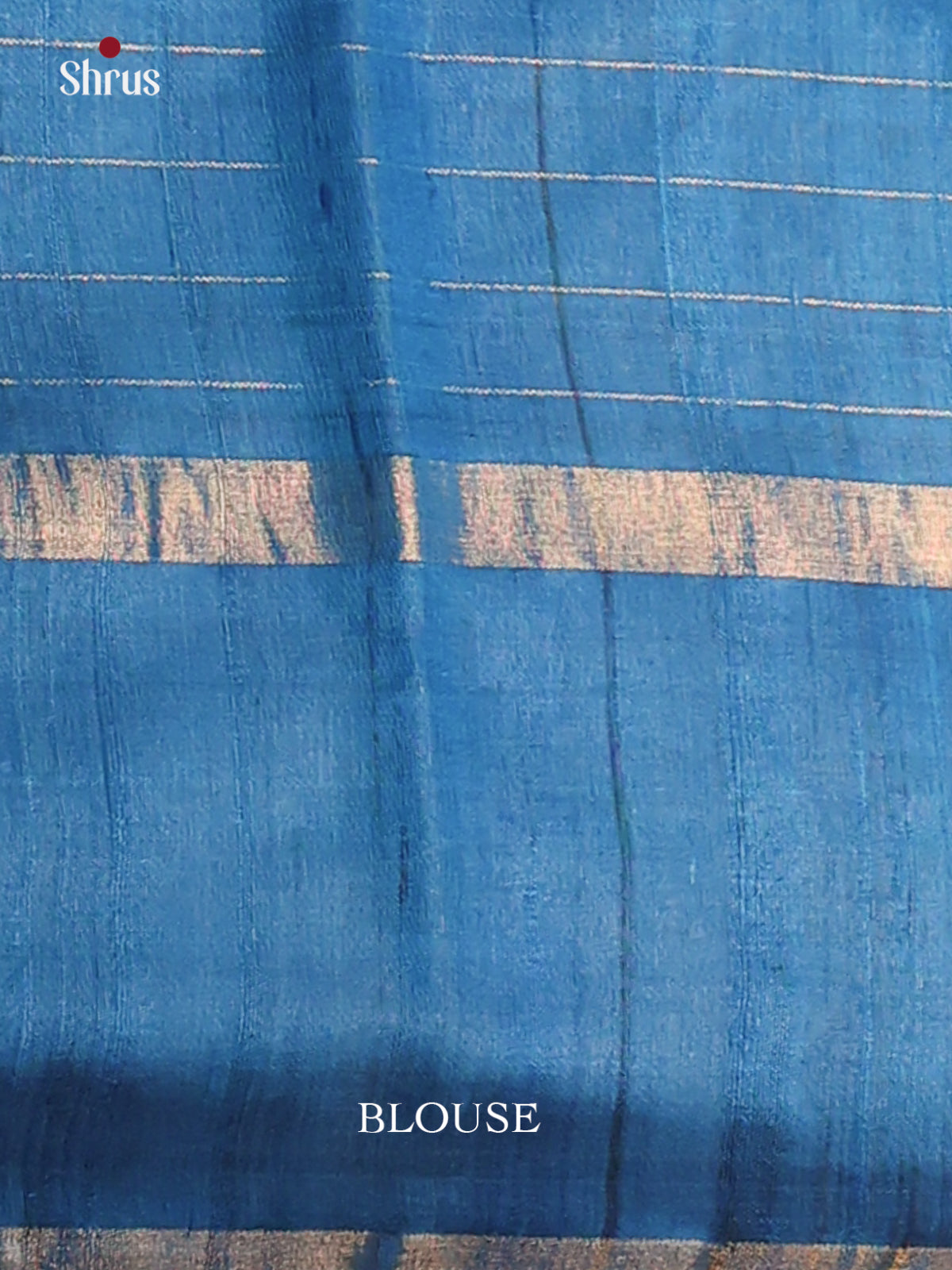 Vibrant Navy Blue Raw Silk Saree with zari checks , contrast floral brocade pallu - Shop on Shrus.com