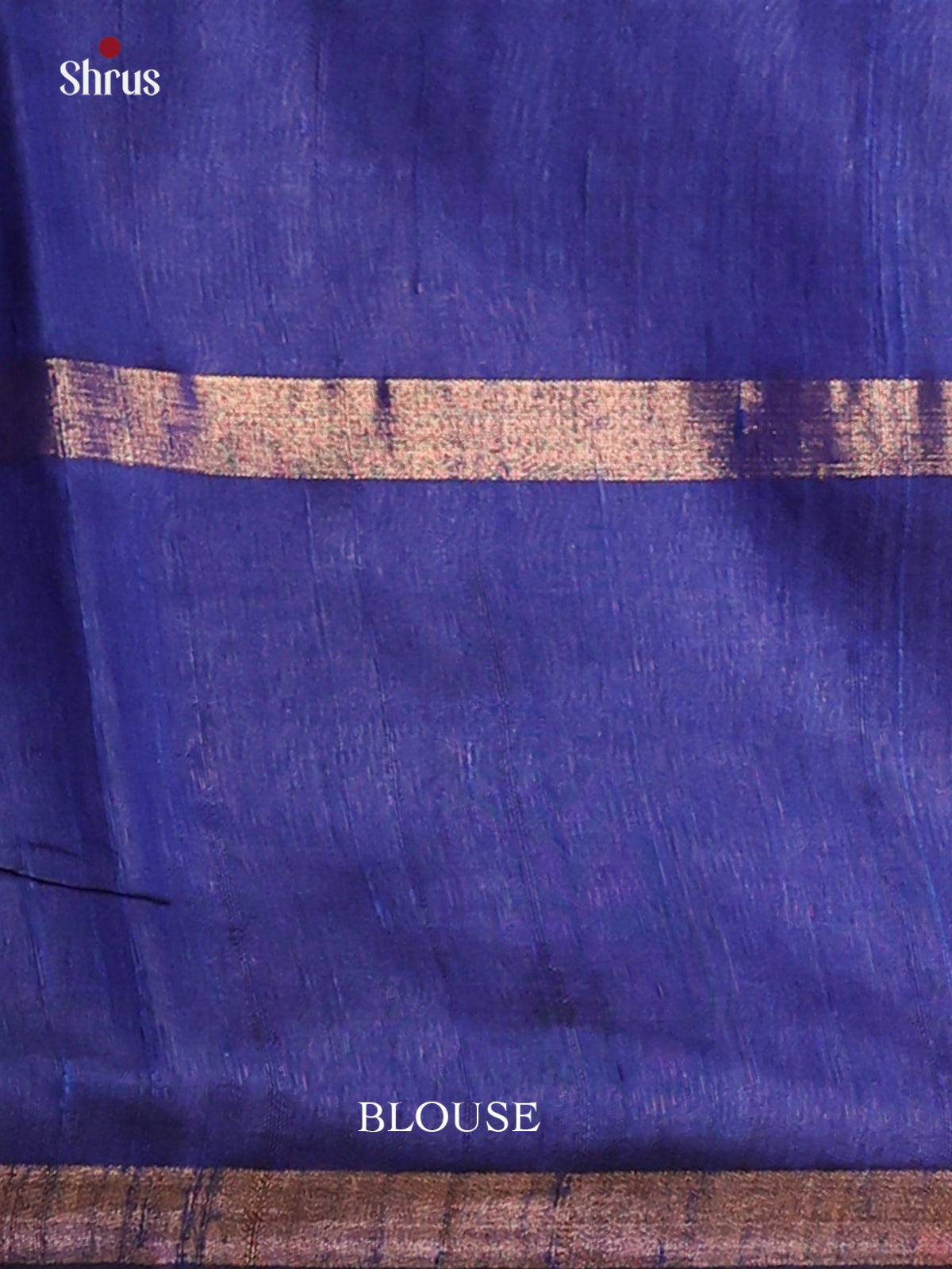 Deep Red Raw Silk Saree with plain Body , contrast Blue zari brocade pallu - Shop on Shrus.com