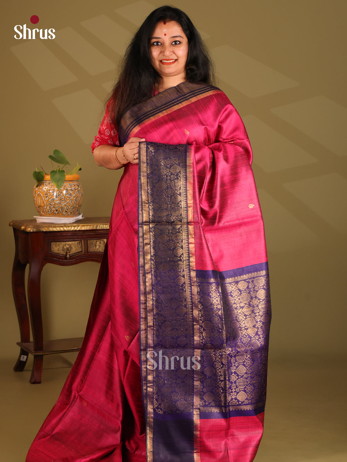 Graceful Maroon Raw Silk Saree with zari woven buttas , contrast floral brocade pallu