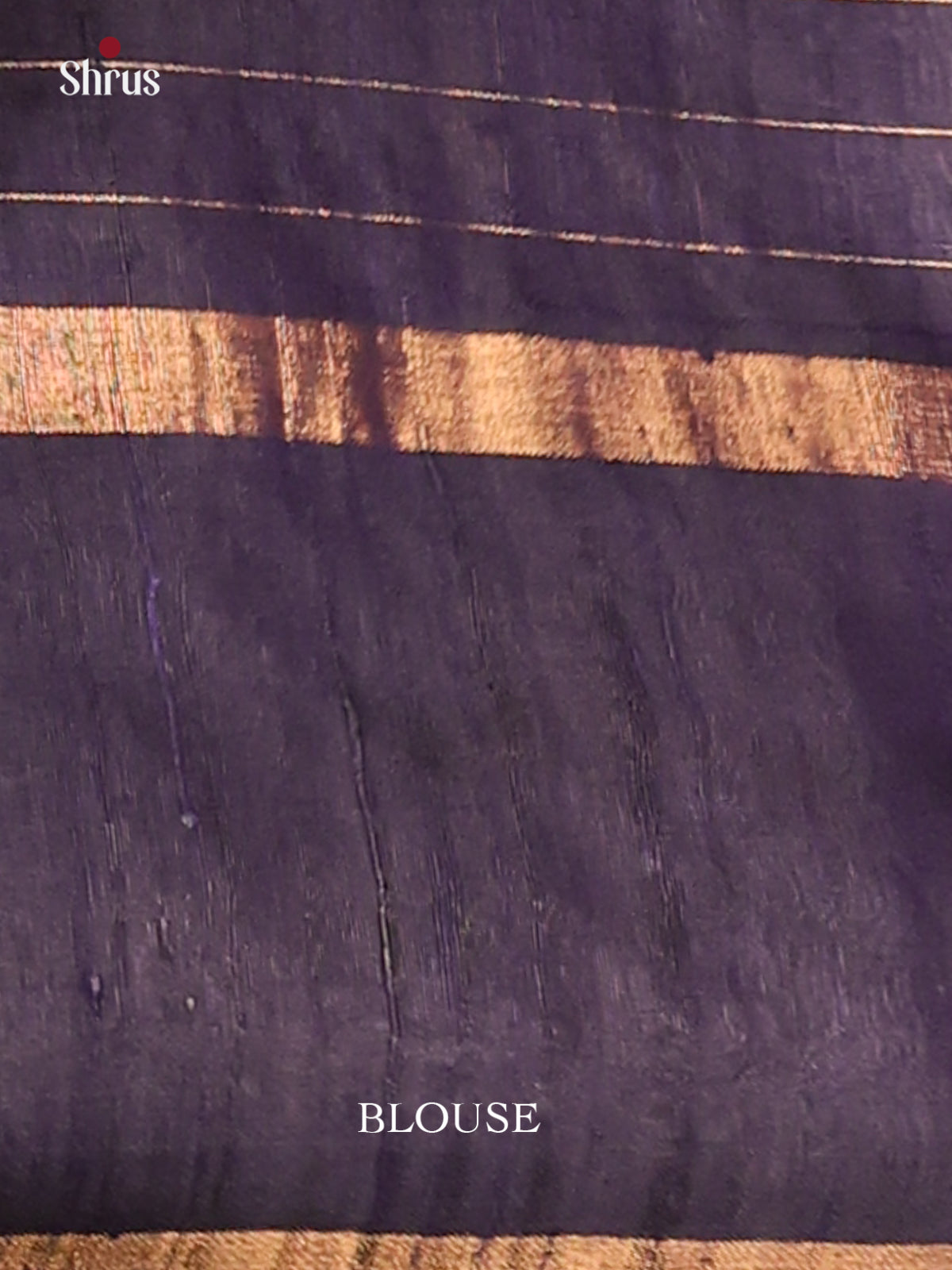 Beautiful Navy Blue Raw Silk Saree with zari checks , self zari floral brocade pallu - Shop on Shrus.com
