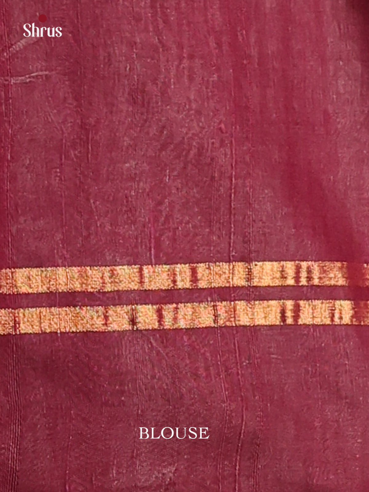 Classic Maroon Raw Silk Saree with gold zari stripes, self woven pallu - Shop on Shrus.com