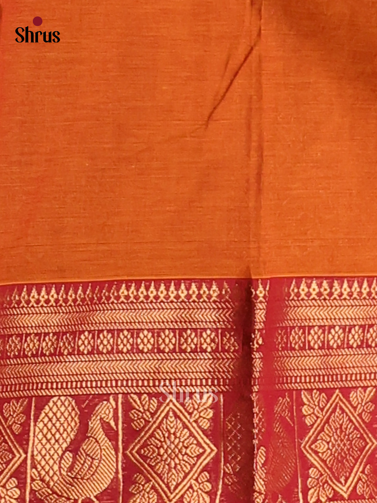 Orange with Red- Chettinad Cotton Saree - Shop on Shrus.com