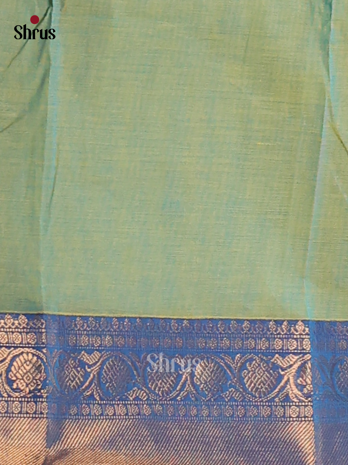 Pista Green with Blue - Chettinad Cotton Saree - Shop on Shrus.com