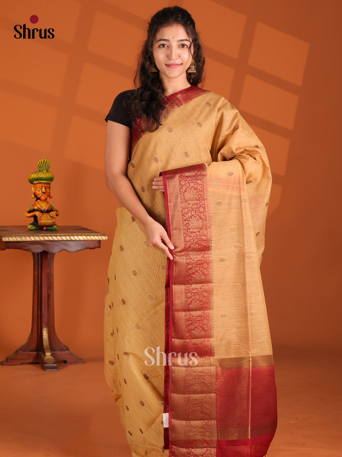 DES26335- Semi Jute Saree - Shop on Shrus.com