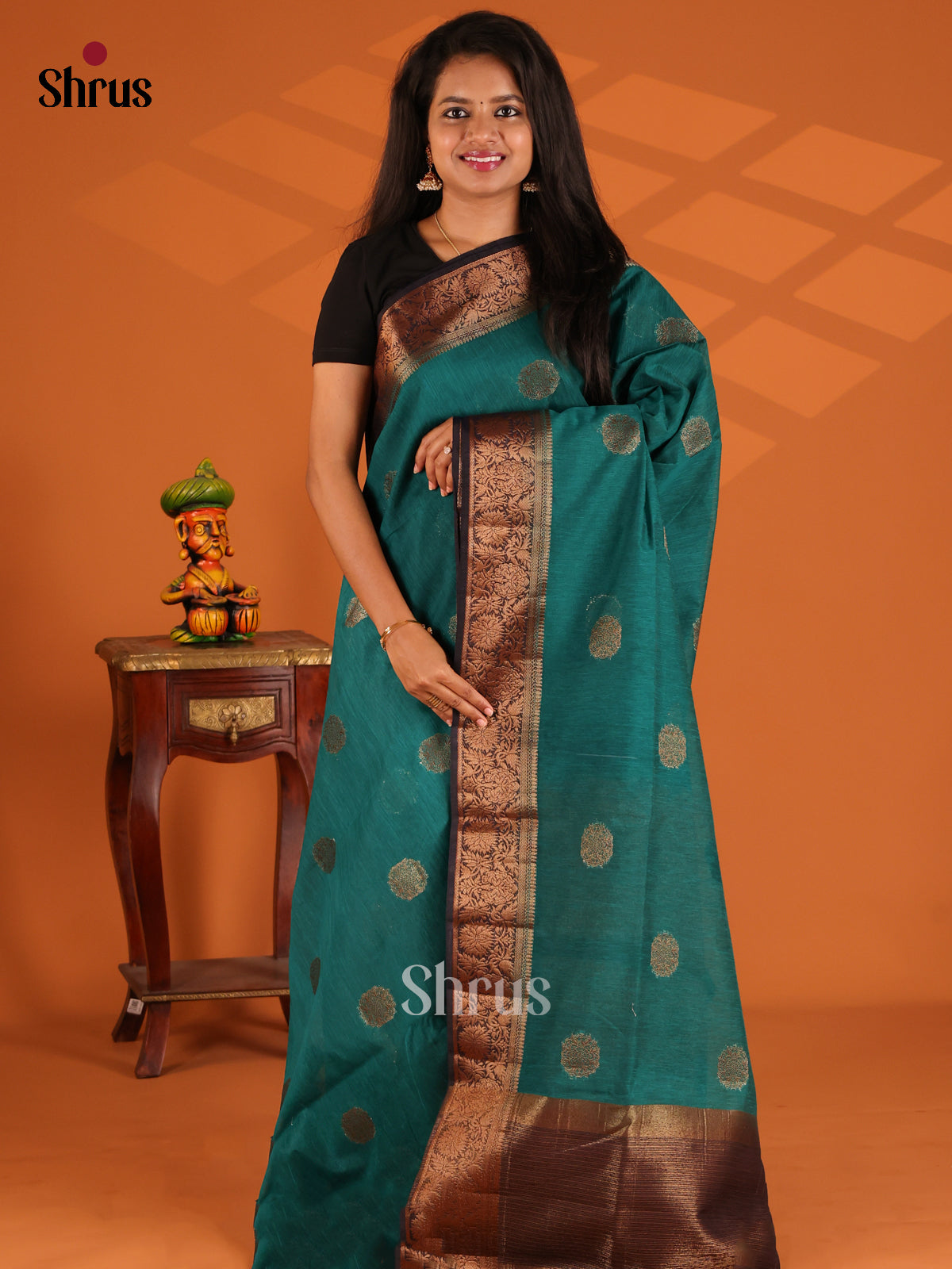 Teal with Blue- semi jute - Shop on Shrus.com
