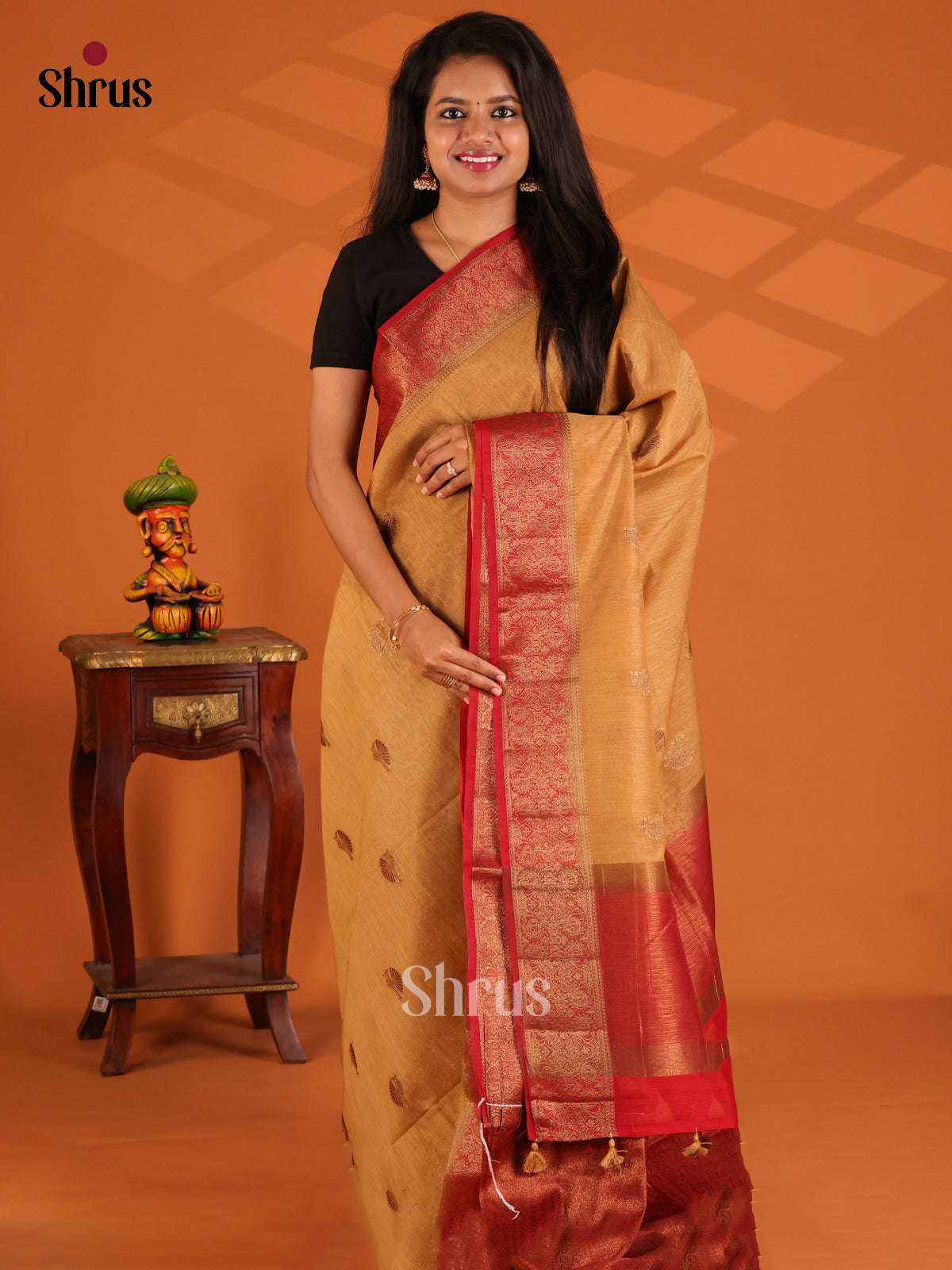 Chikoo with Red - semi jute - Shop on Shrus.com