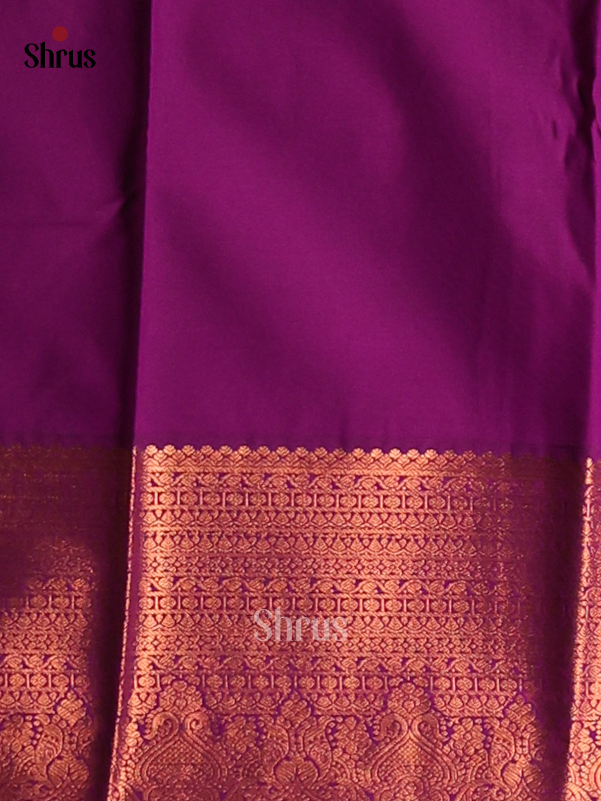 Green with Purple - Semi Kanchipuram Saree - Shop on Shrus.com