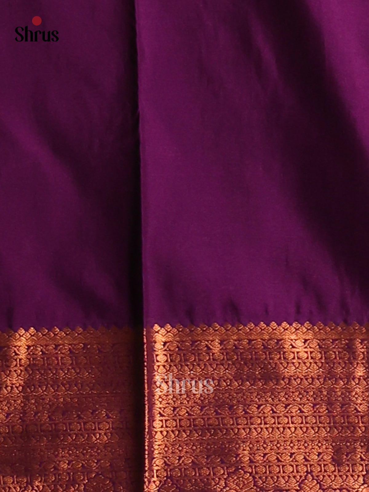 Green with Violet- Semi Kanchipuram Saree - Shop on Shrus.com