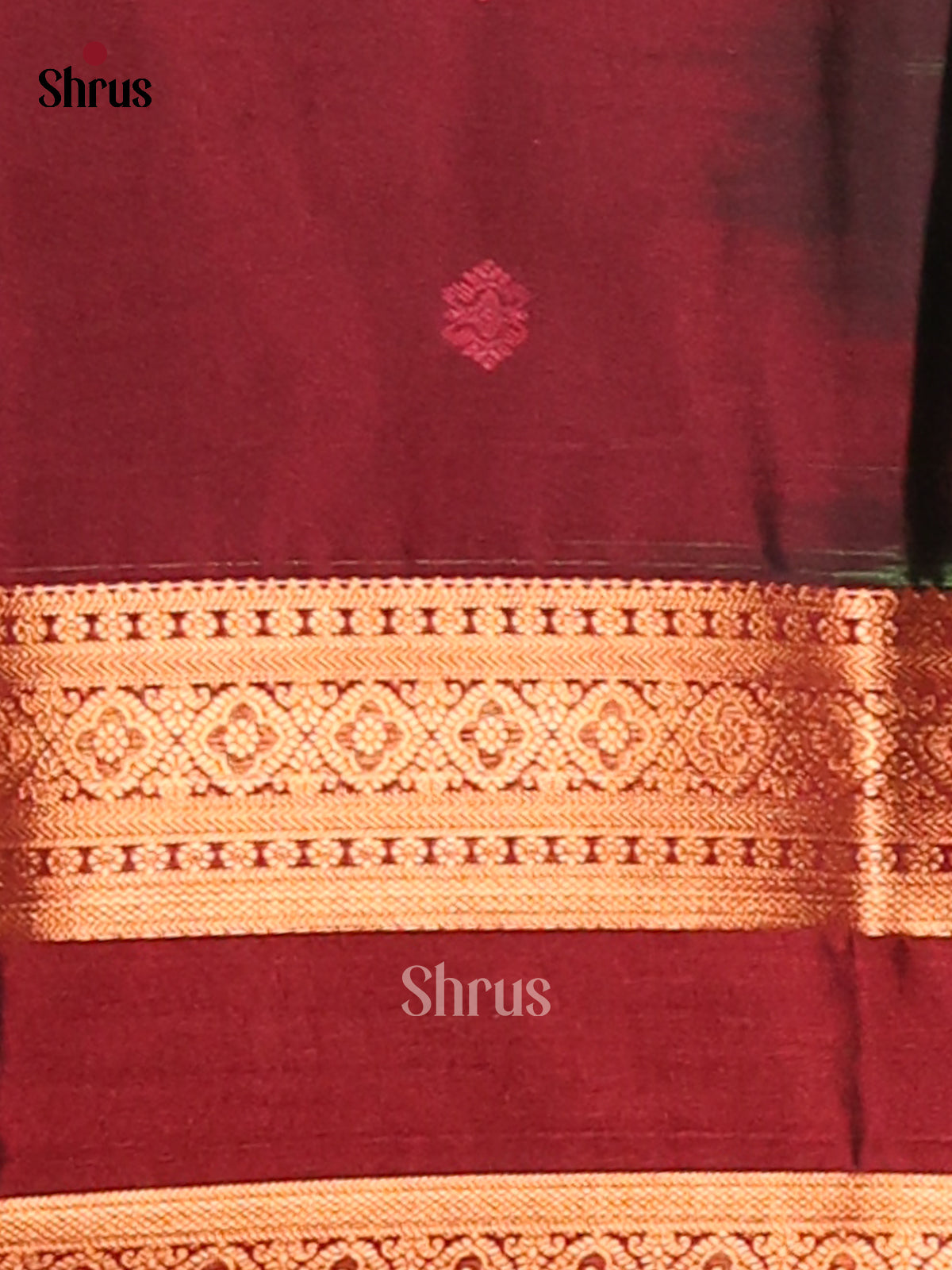 Green & Maroon- Semi Softsilk Saree - Shop on Shrus.com