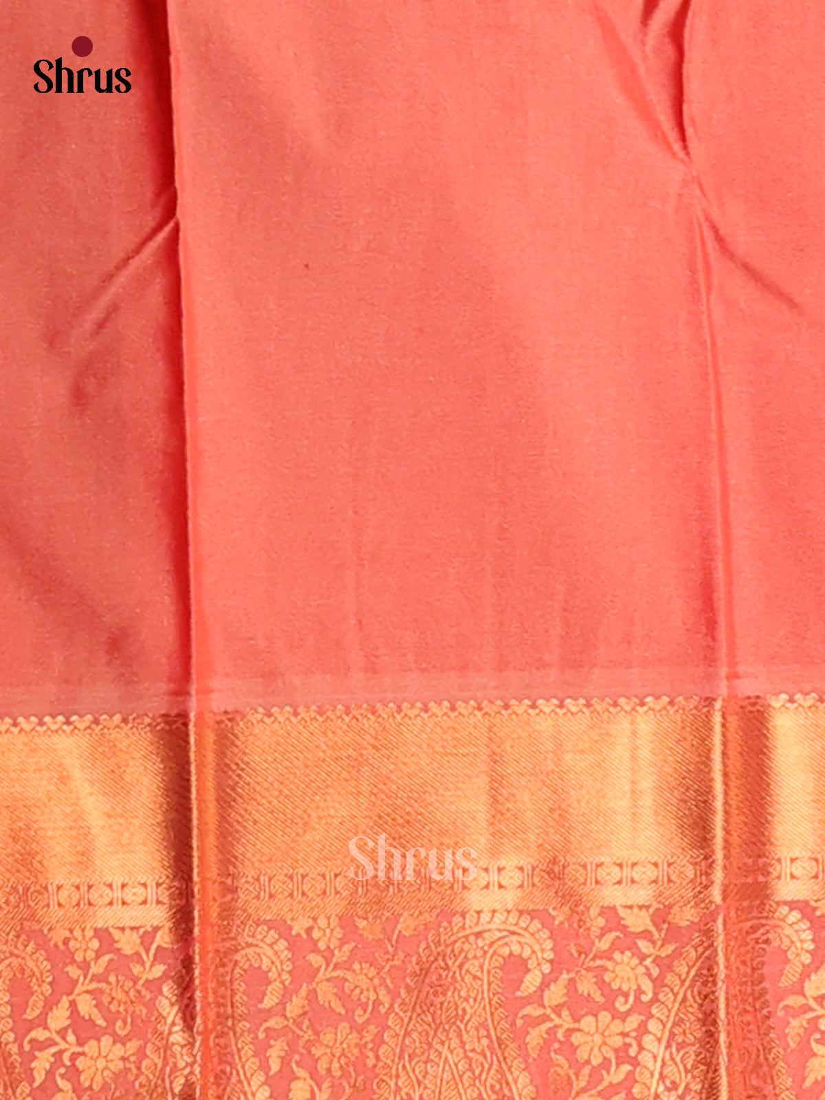 Blue with Orangish Pink- Semi Kanchipuram Saree - Shop on Shrus.com