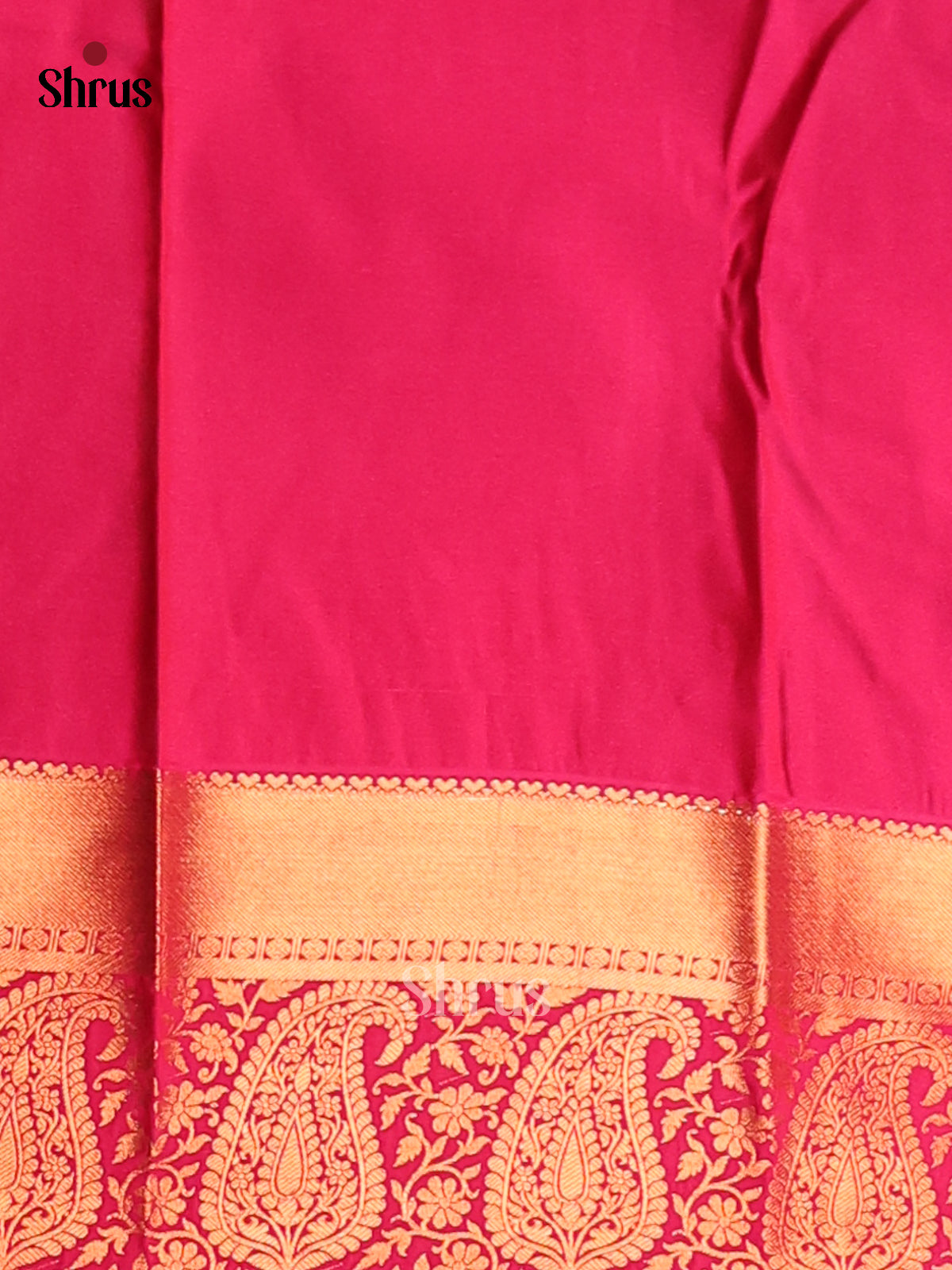 Green with pink - semi Kanchipuram saree - Shop on Shrus.com