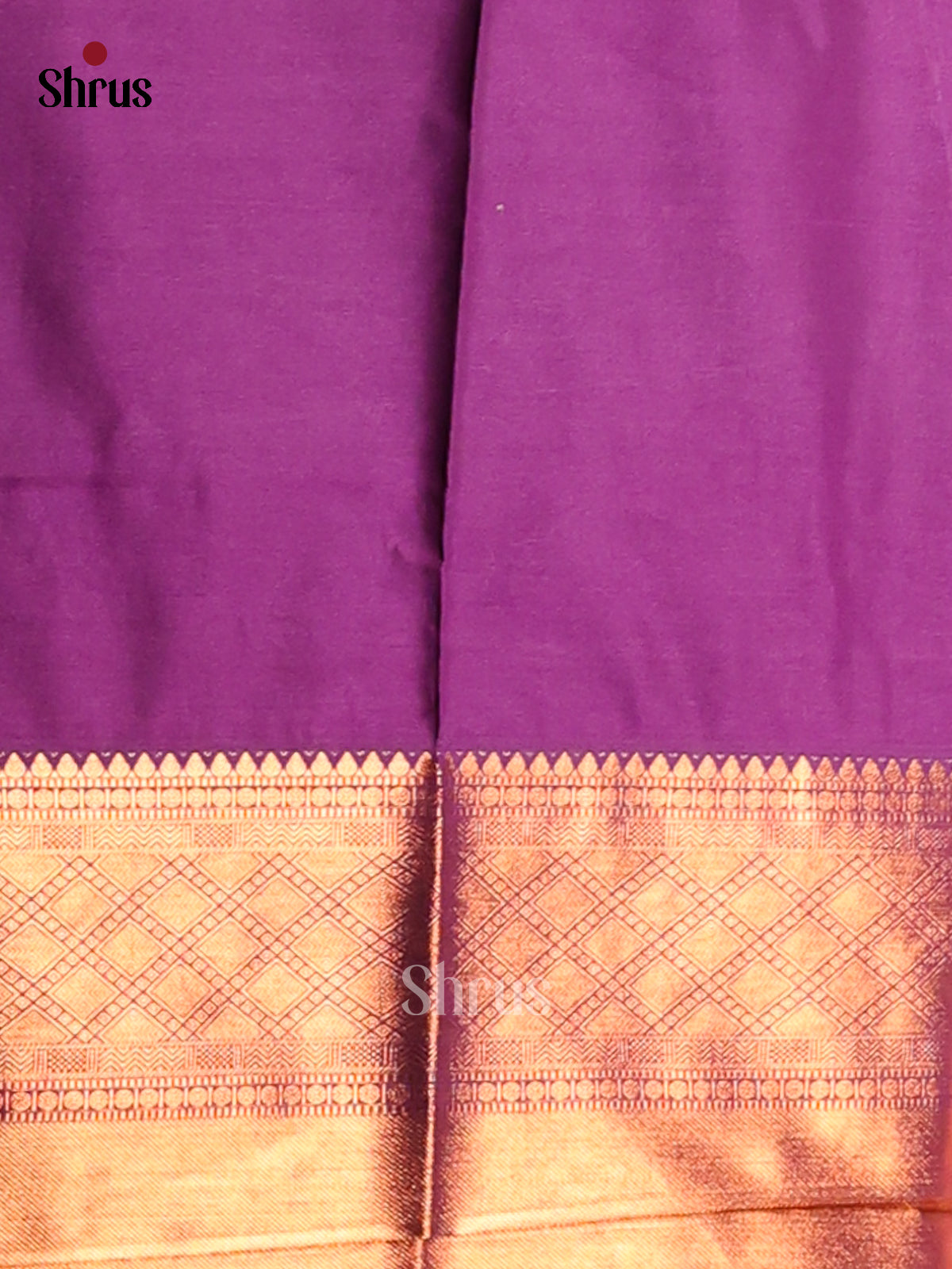 Lite Green with Purple- Semi Kanchipuram Saree - Shop on Shrus.com