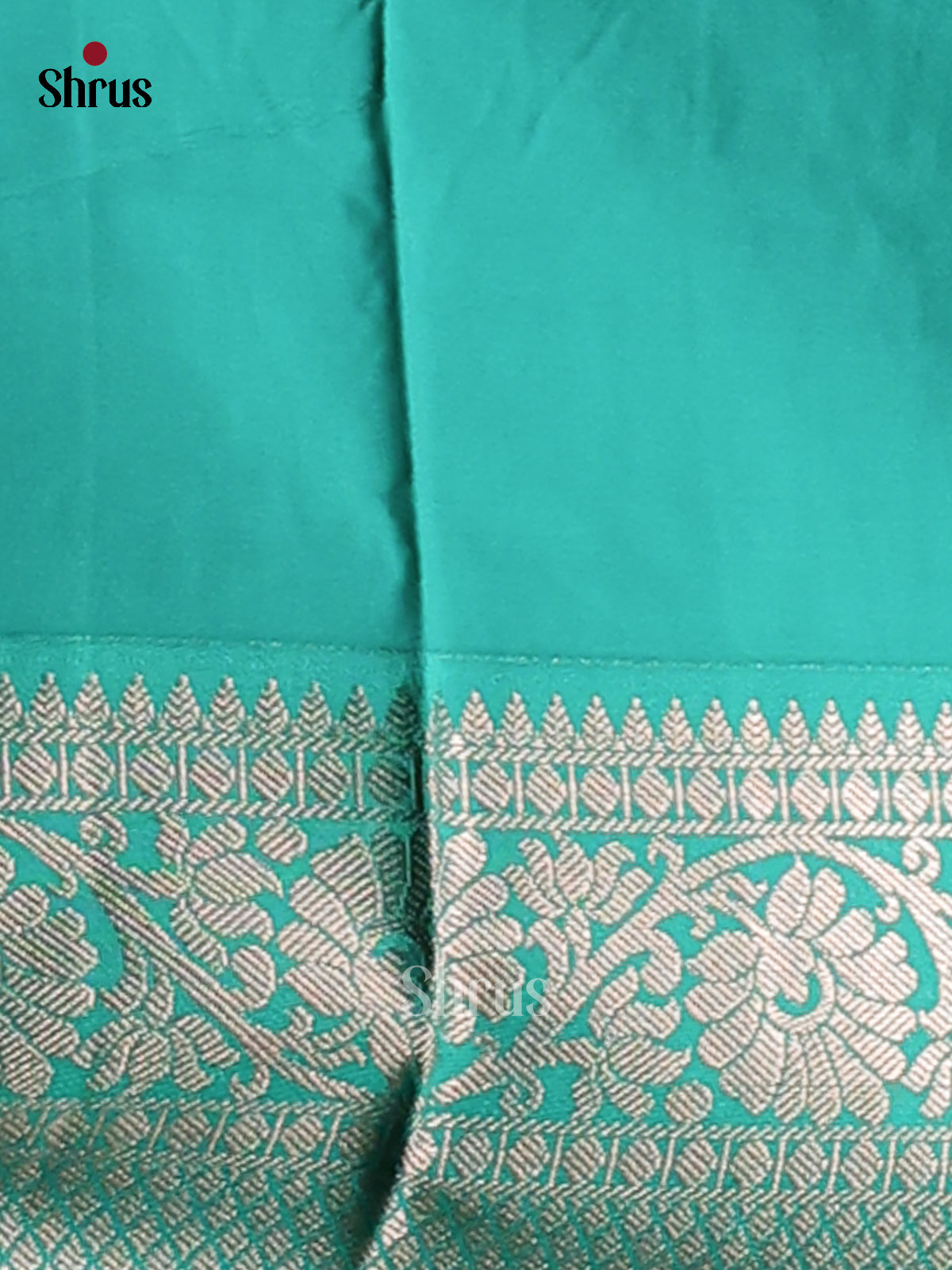 Peach with Teal - Semi Kanchipuram Saree - Shop on Shrus.com