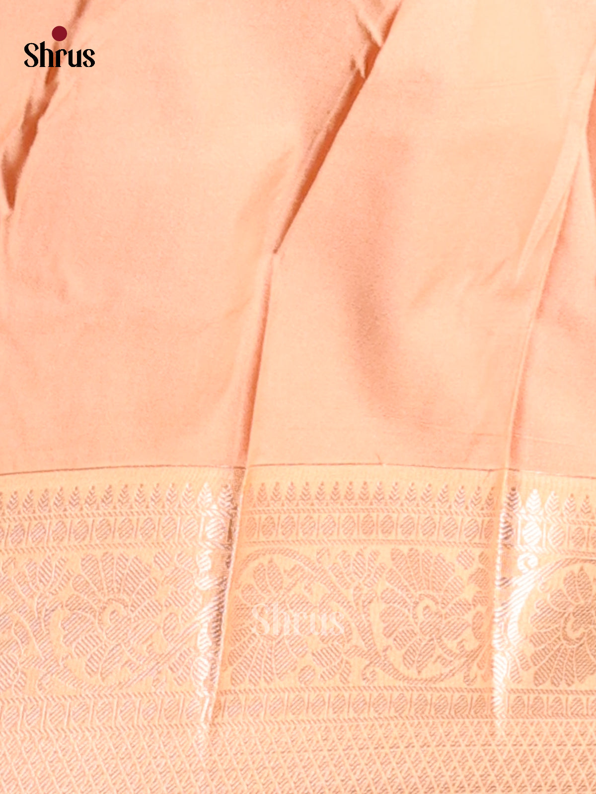 Blue with Peach- Semi Kanchipuram Saree - Shop on Shrus.com
