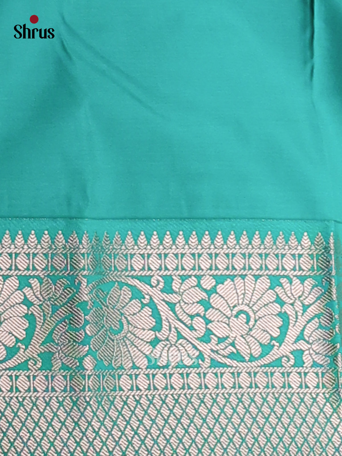 Cream with Teal - Semi Kanchipuram Saree - Shop on Shrus.com