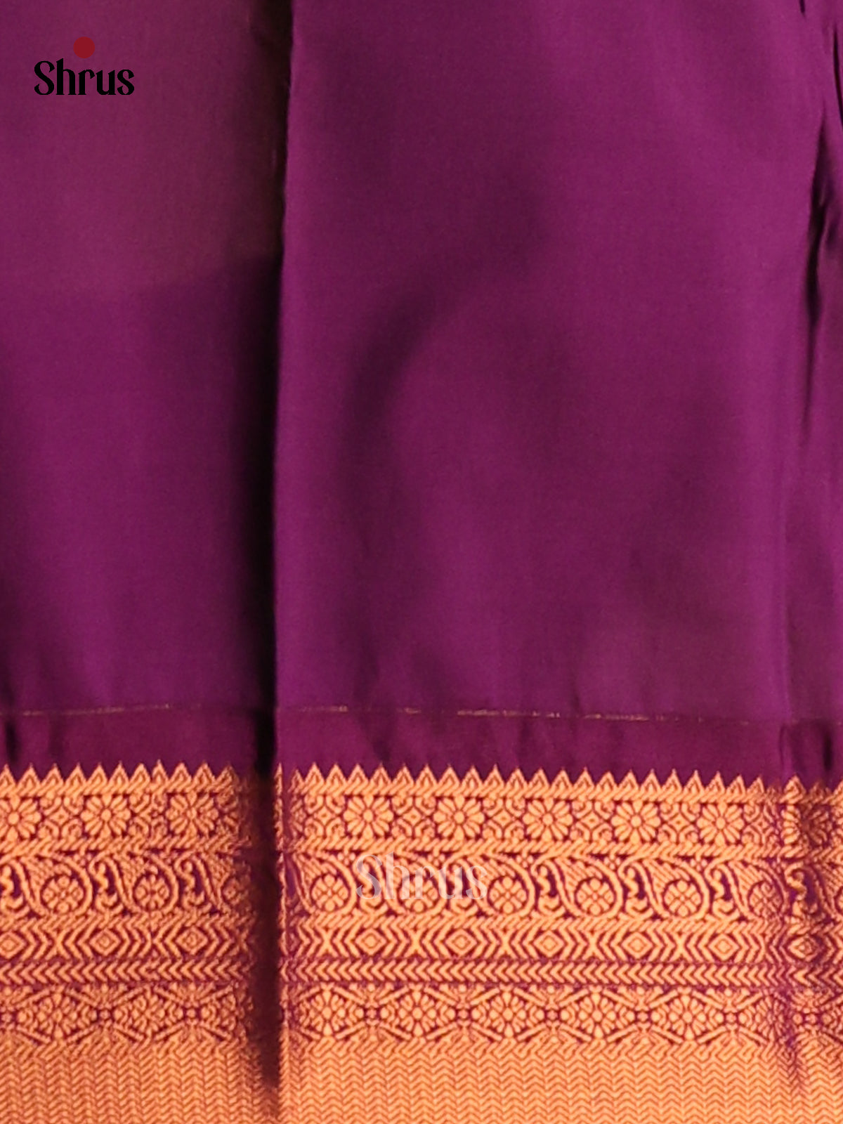 Cream with Violet- Semi Kanchipuram Saree - Shop on Shrus.com