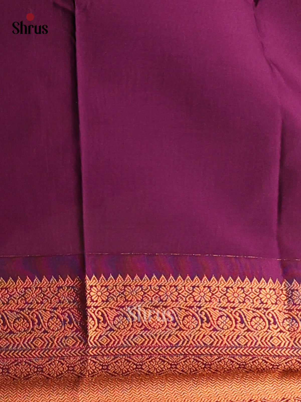 Green with Purple- Semi Kanchipuram Saree - Shop on Shrus.com