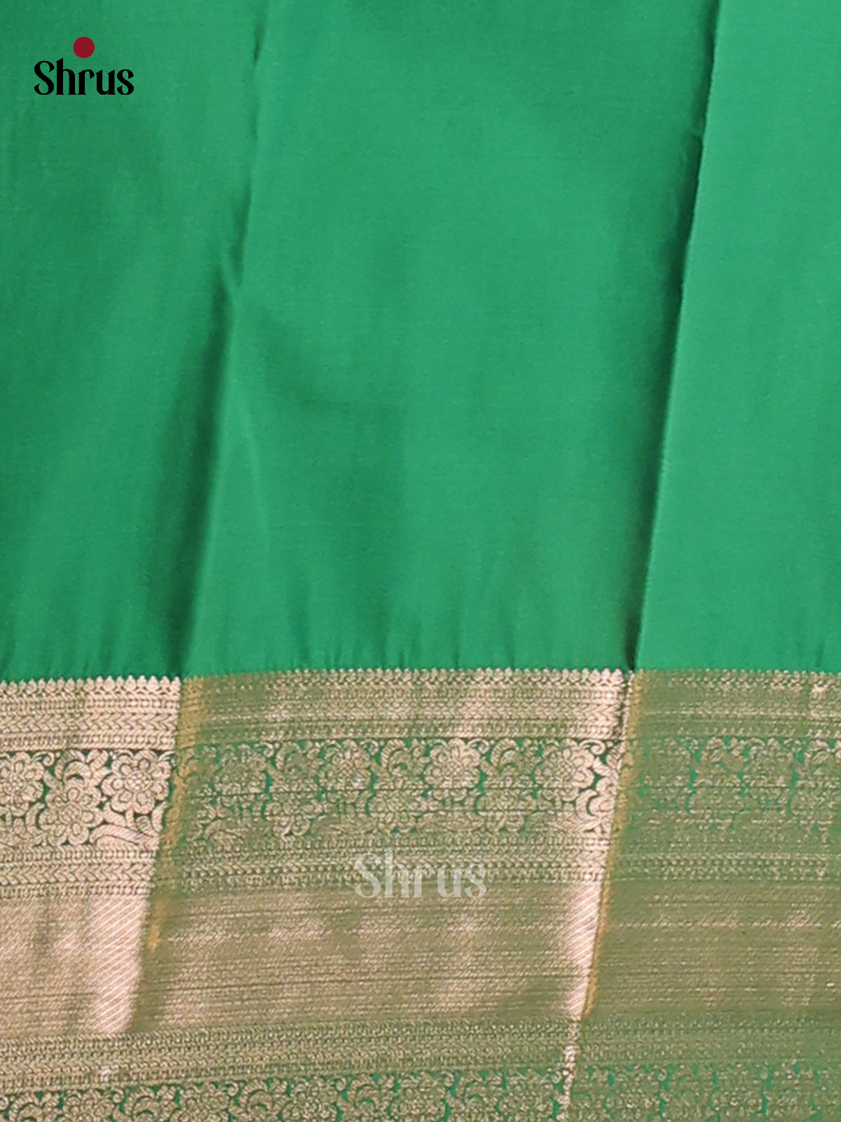 Orange with Green - Semi Kanchipuram Saree - Shop on Shrus.com