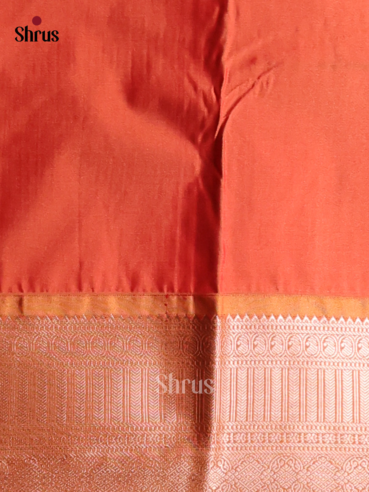 Green with Orange- Semi Kanchipuram Saree - Shop on Shrus.com