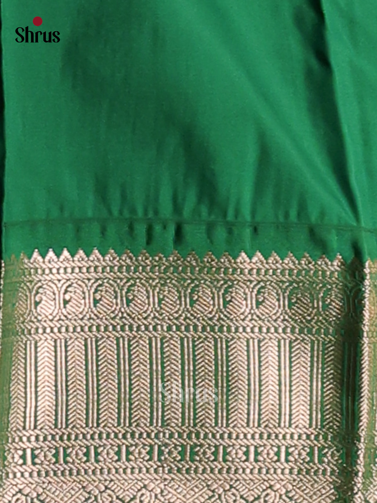 Orange with Green- Semi Kanchipuram Saree - Shop on Shrus.com