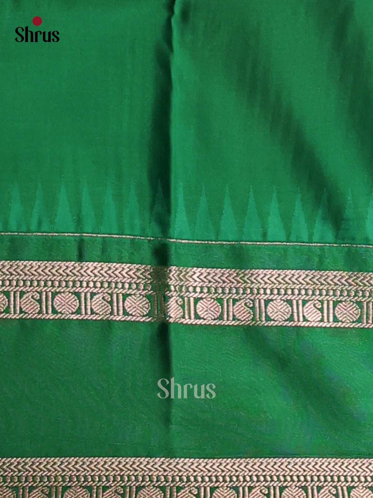 Red with Green - Semi Kanchipuram Saree - Shop on Shrus.com