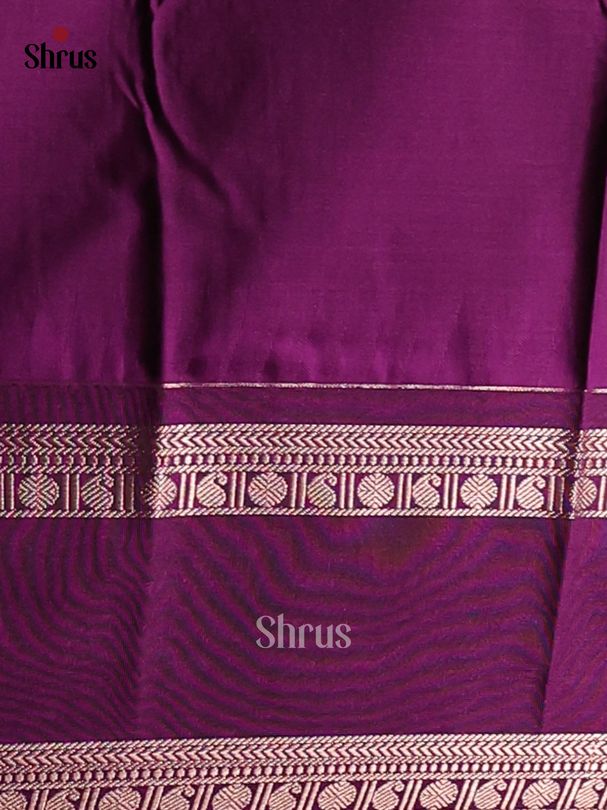 Pista Green with Violet- Semi Kanchipuram Saree - Shop on Shrus.com