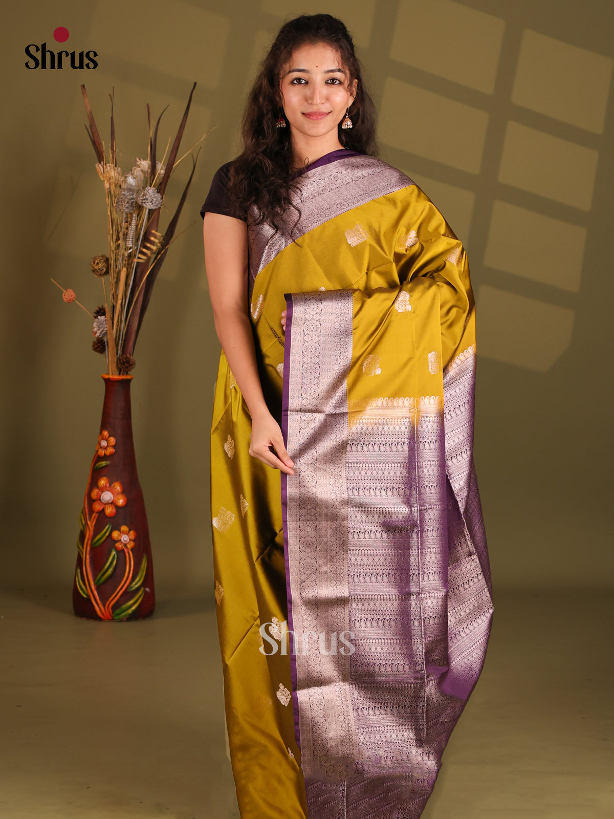 Mathulir Green & Purple- Semi Softsilk Saree - Shop on Shrus.com