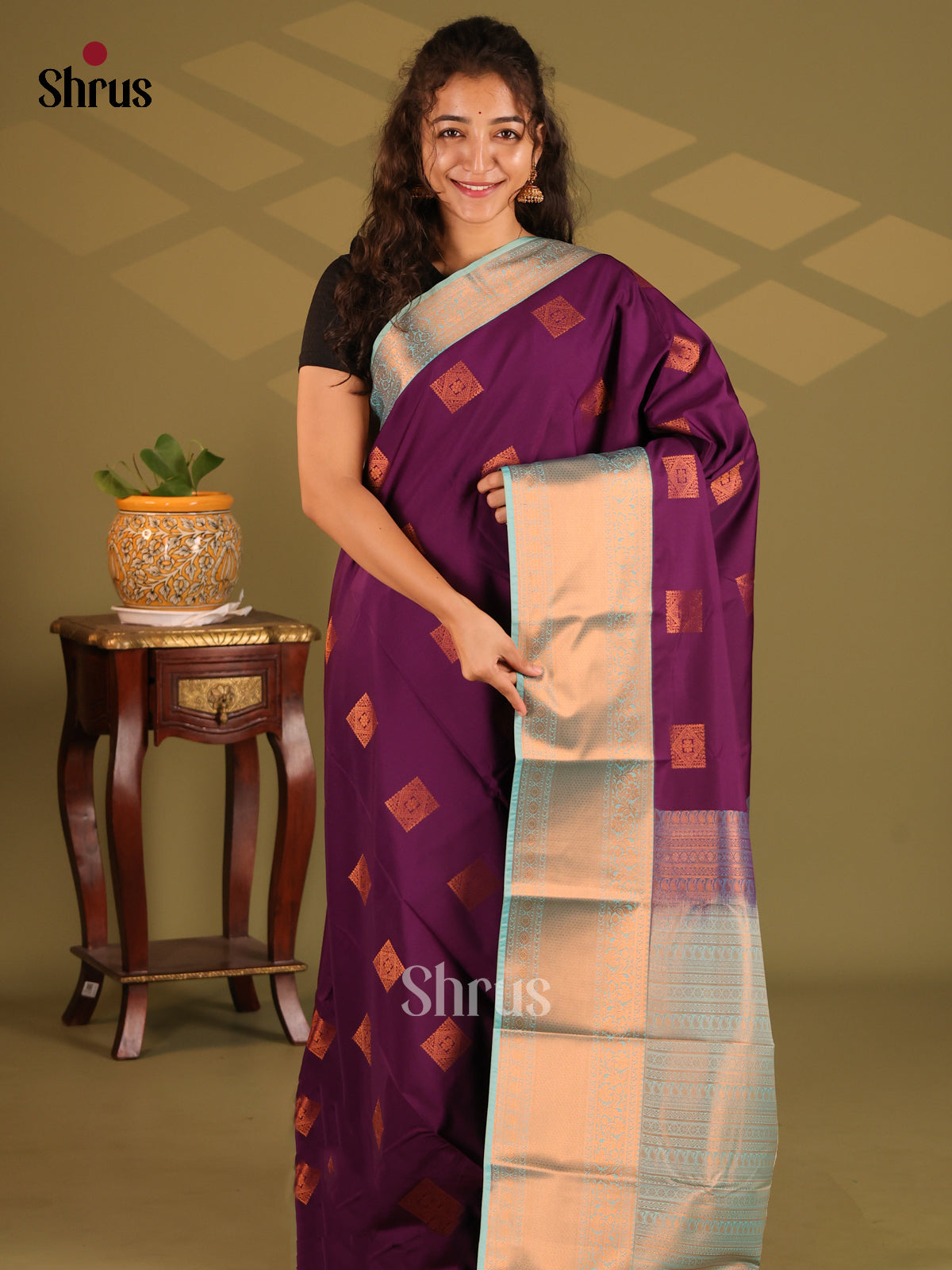 Vadamalli with Pastel Blue - Semi Kanchipuram Saree - Shop on Shrus.com