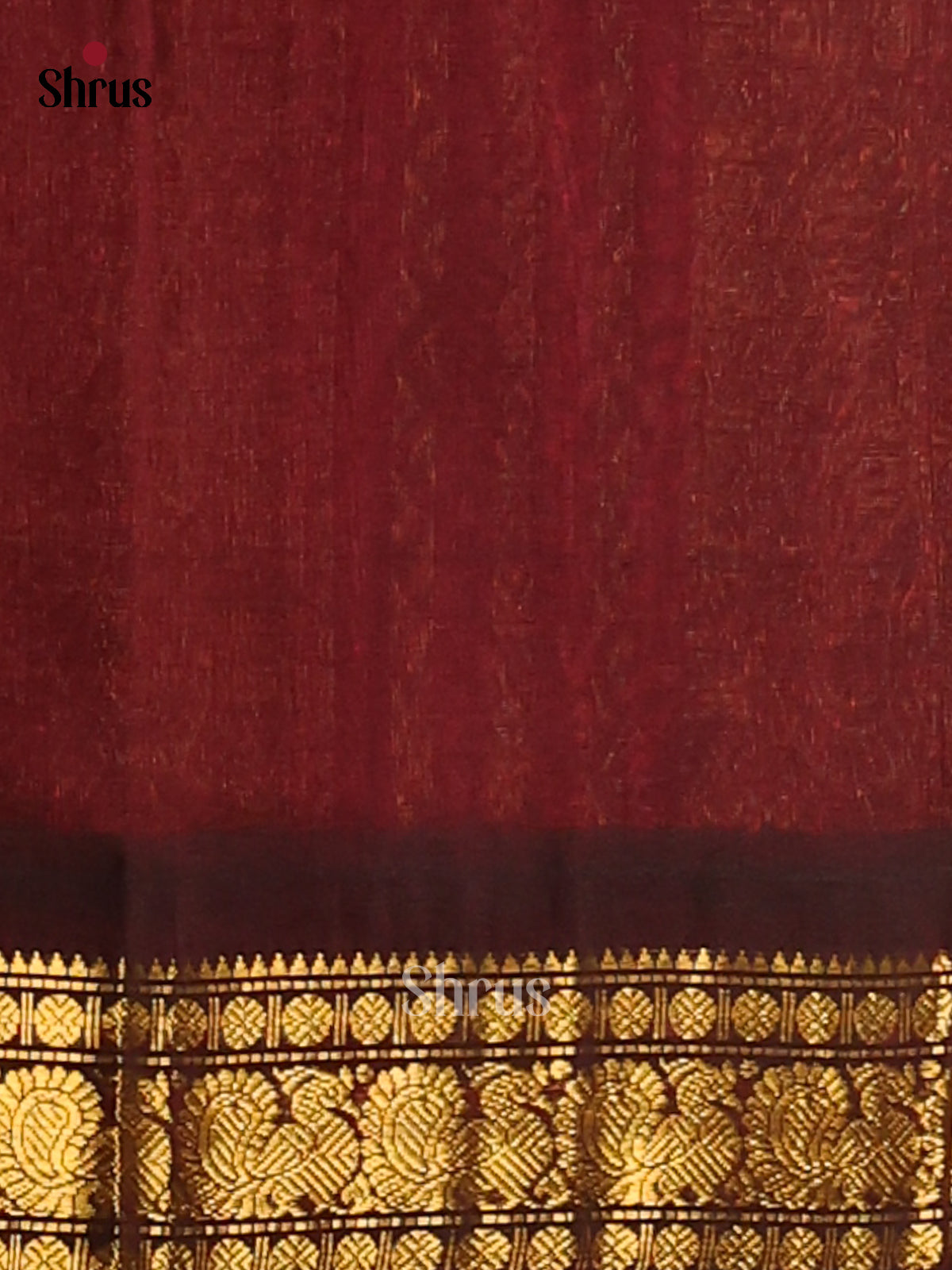 Rich Peachish Pink Silk Cotton Saree with brown zari brocade pallu - Shop on Shrus.com
