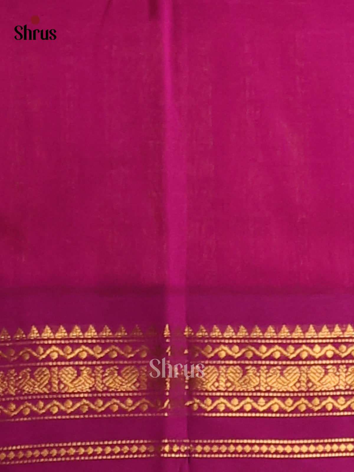 Bold Yellow Silk Cotton Saree with plain body & Majenta zari pallu - Shop on Shrus.com