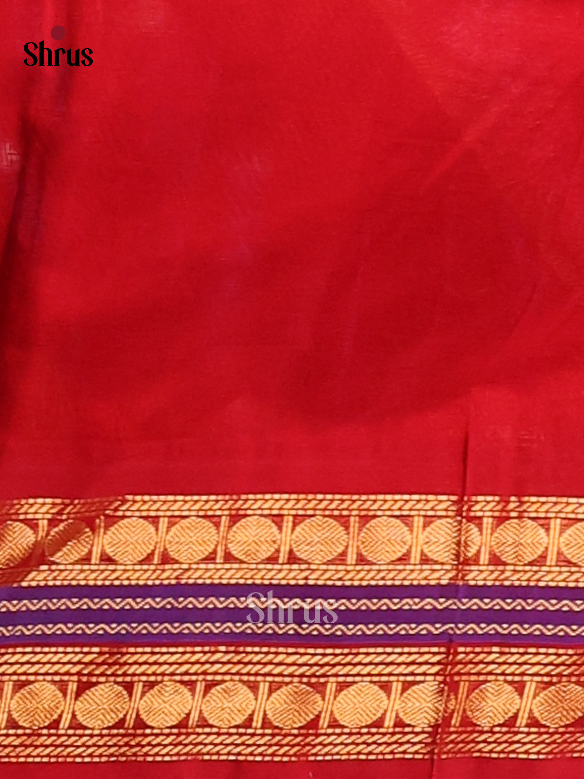 Dusty Pink Silk Cotton Saree with gold zari buttas & Red brocade pallu - Shop on Shrus.com