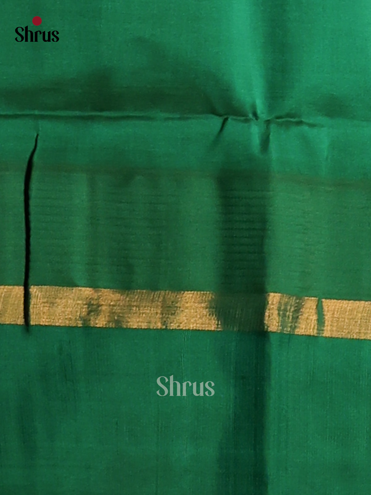 Bright Yellow Silk Cotton Saree with zari elephant motifs in green border - Shop on Shrus.com