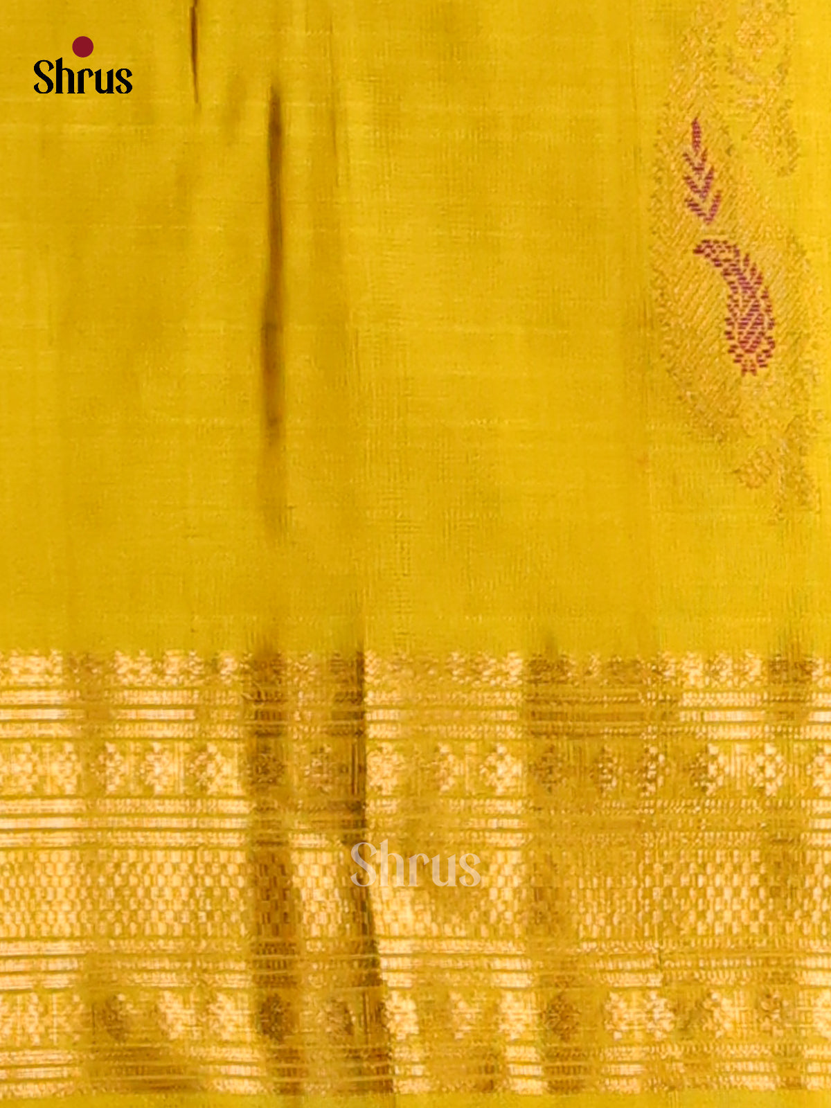 Exquisite Violet Silk Cotton Saree with zari kattam & yellow border with paisley motifs - Shop on Shrus.com