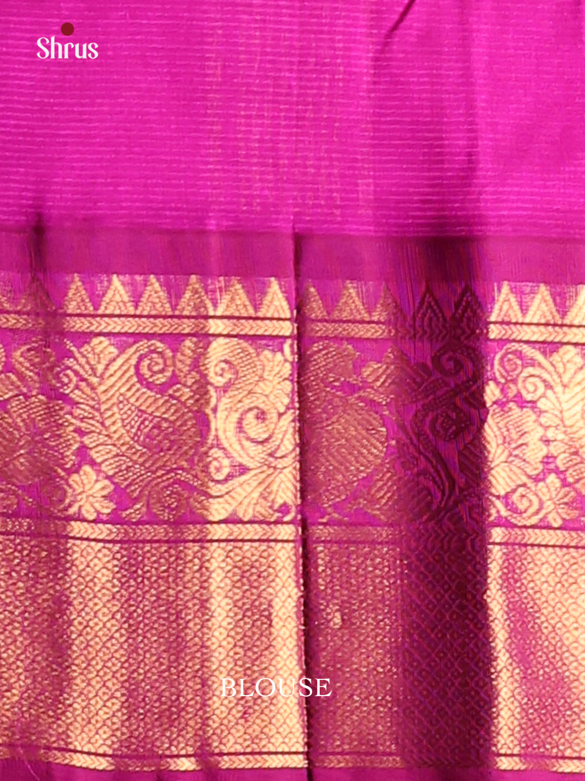 Sublime Baby Pink Silk Cotton Saree with gold zari peacock buttas in Majenta border - Shop on Shrus.com