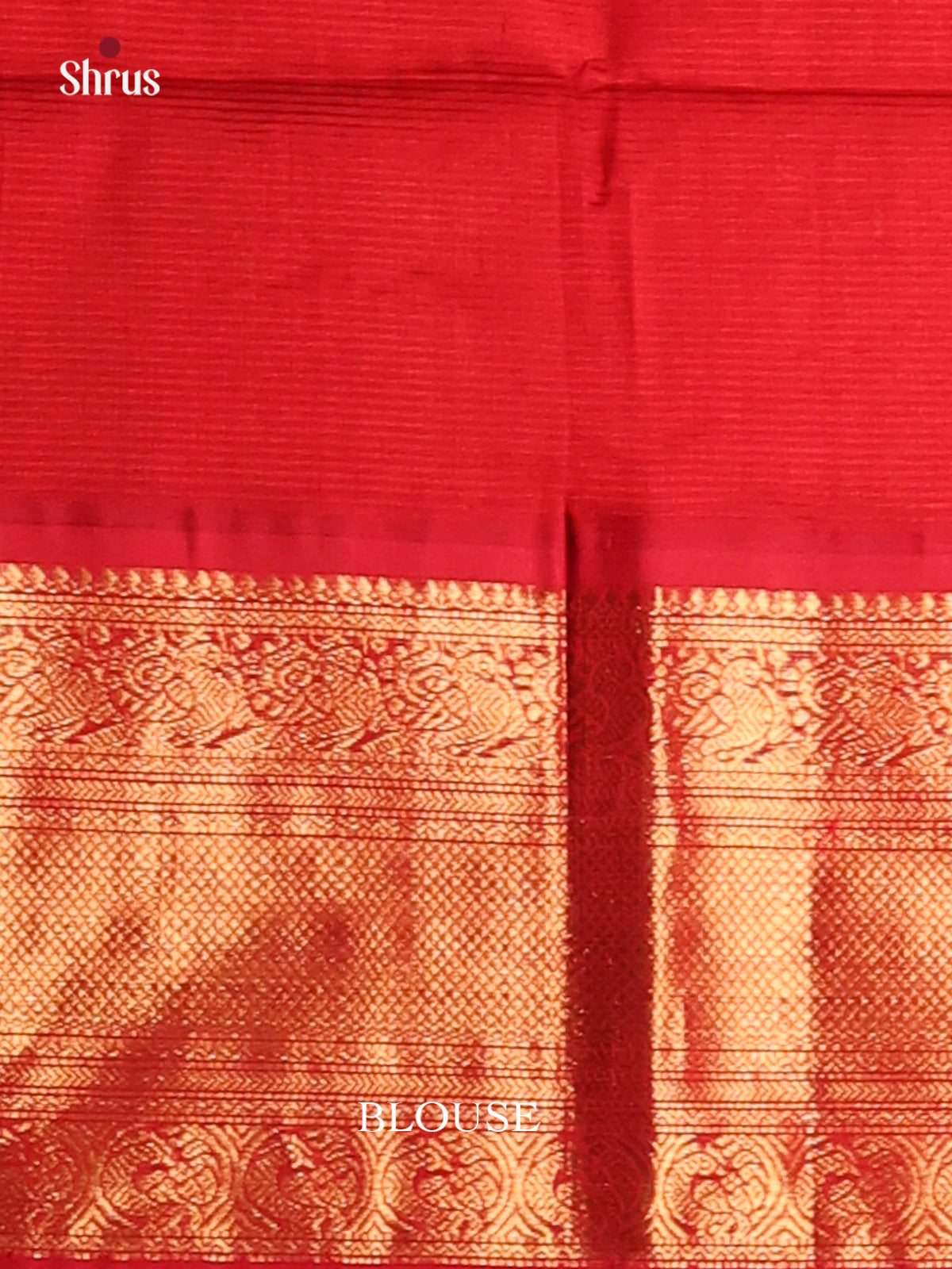 Green and Red korvai Silk Cotton Saree with zari peacock buttas border -1