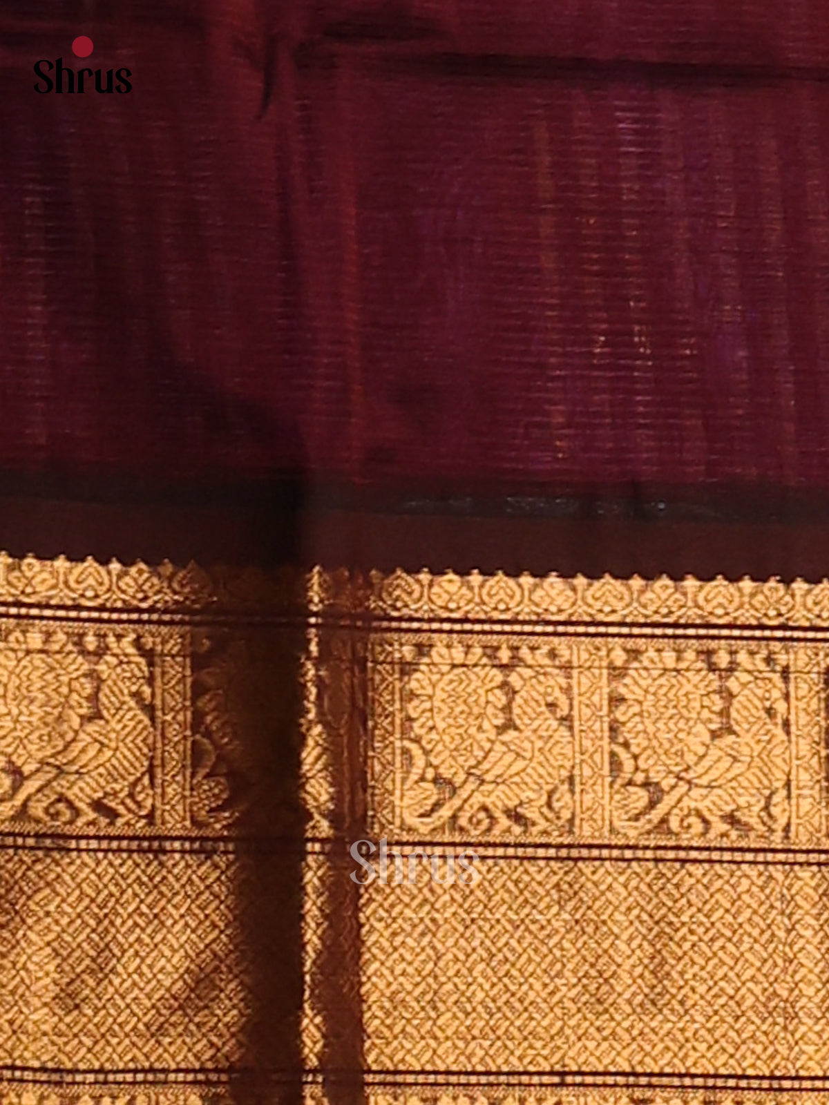 Elegant Lavender Silk Cotton Saree with Maroon Zari Border & Brocade Pallu - Shop on Shrus.com