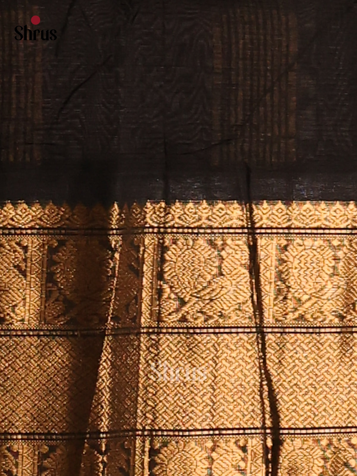 Stunning Grey & Black Silk Cotton Saree with zari woven peacock buttas - Shop on Shrus.com